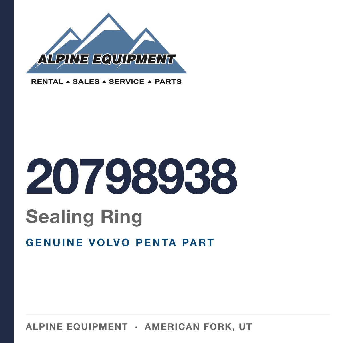 Volvo Penta 20798938 Sealing Ring — genuine part from Alpine Equipment, American Fork UT