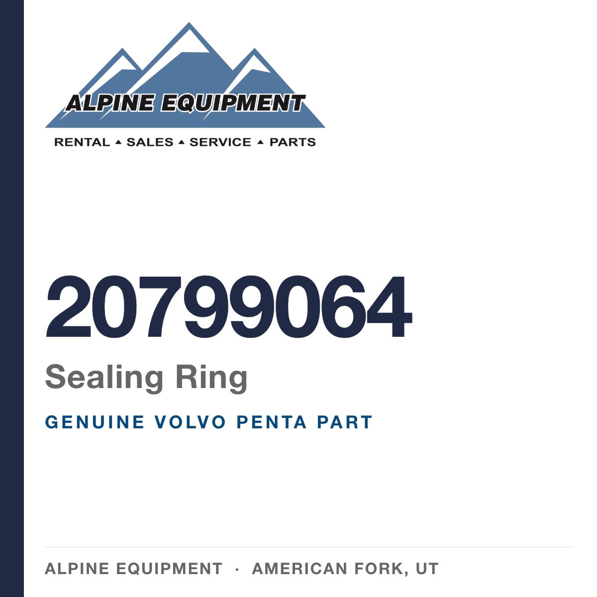 Volvo Penta 20799064 Sealing Ring — genuine part from Alpine Equipment, American Fork UT