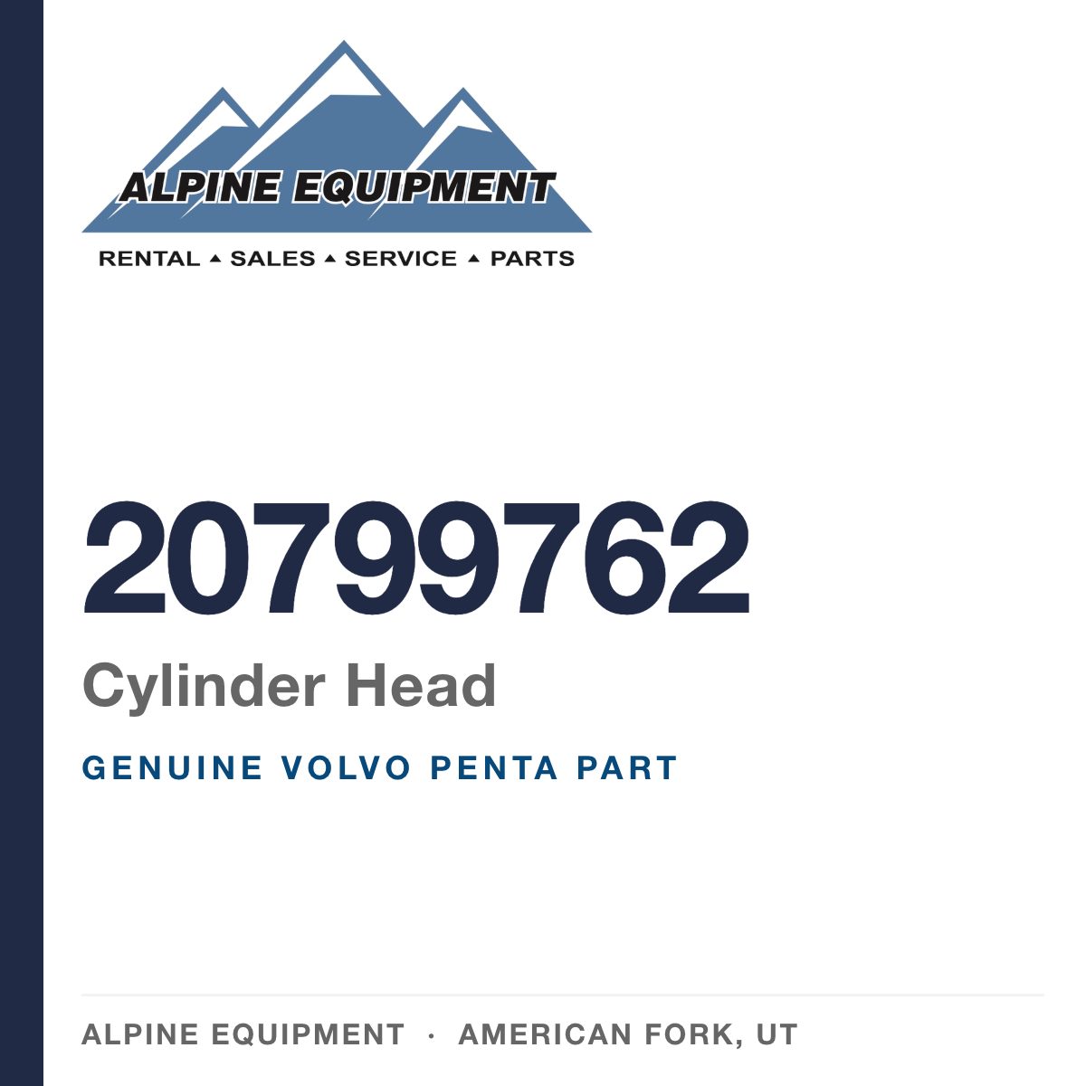 Volvo Penta 20799762 Cylinder Head — genuine part from Alpine Equipment, American Fork UT
