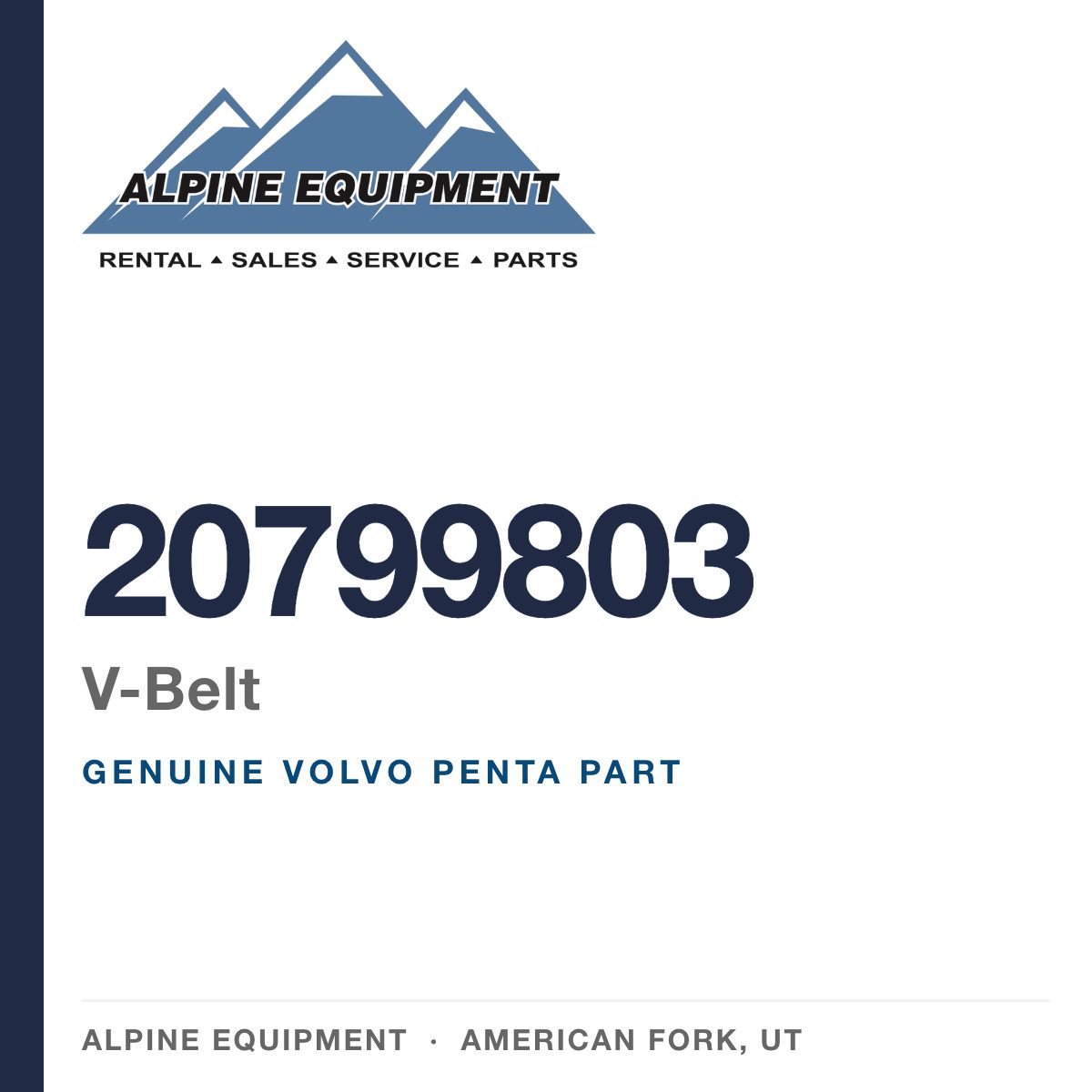 Volvo Penta 20799803 V-Belt — genuine part from Alpine Equipment, American Fork UT