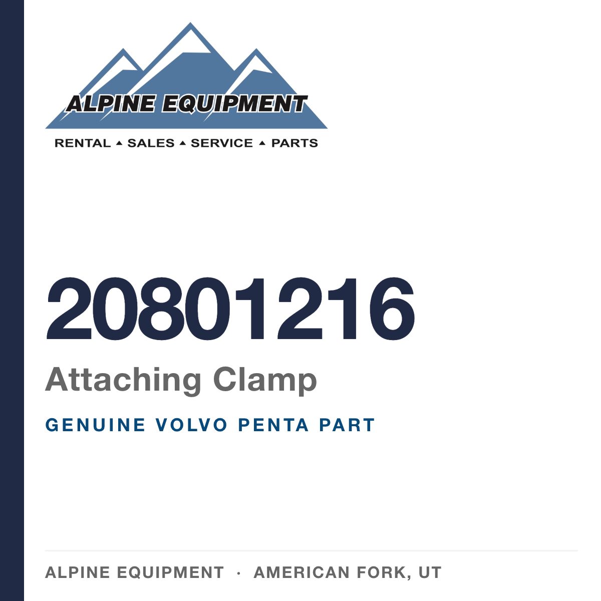 Volvo Penta 20801216 Attaching Clamp — genuine part from Alpine Equipment, American Fork UT
