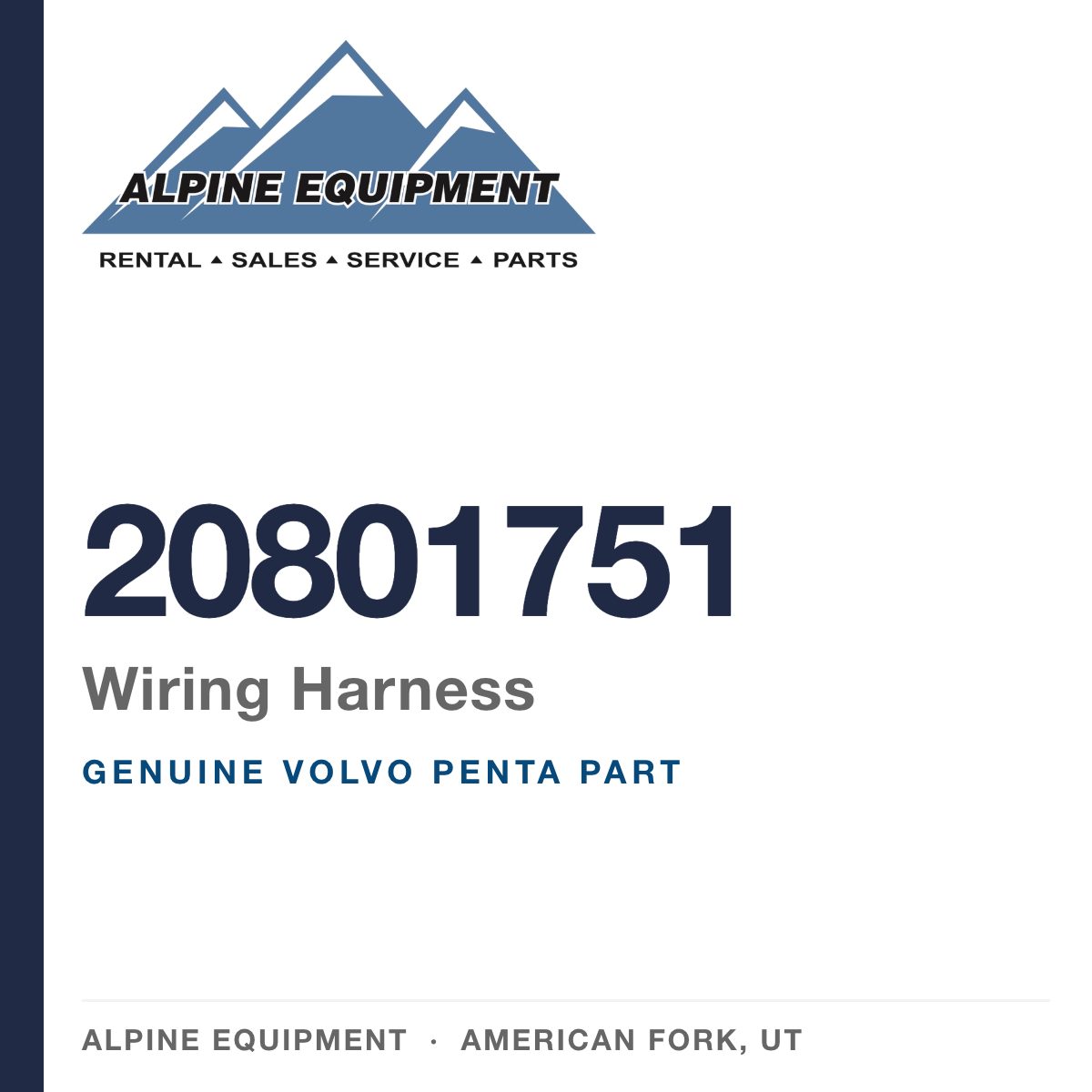 Volvo Penta 20801751 Wiring Harness — genuine part from Alpine Equipment, American Fork UT