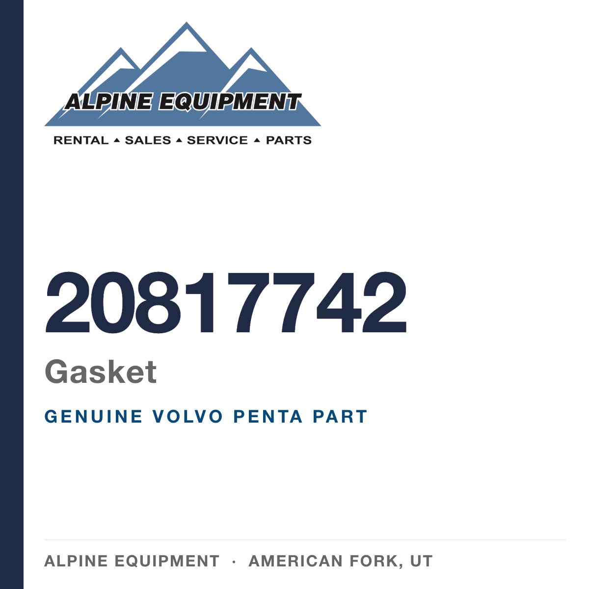 Volvo Penta 20817742 Gasket — genuine part from Alpine Equipment, American Fork UT