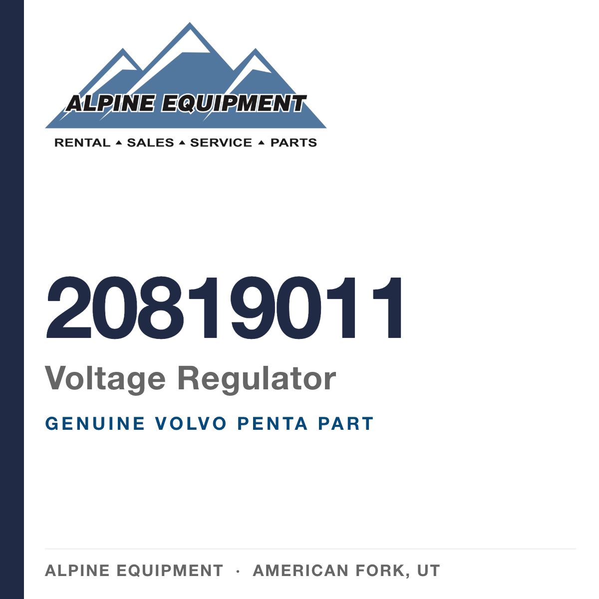 Volvo Penta 20819011 Voltage Regulator — genuine part from Alpine Equipment, American Fork UT
