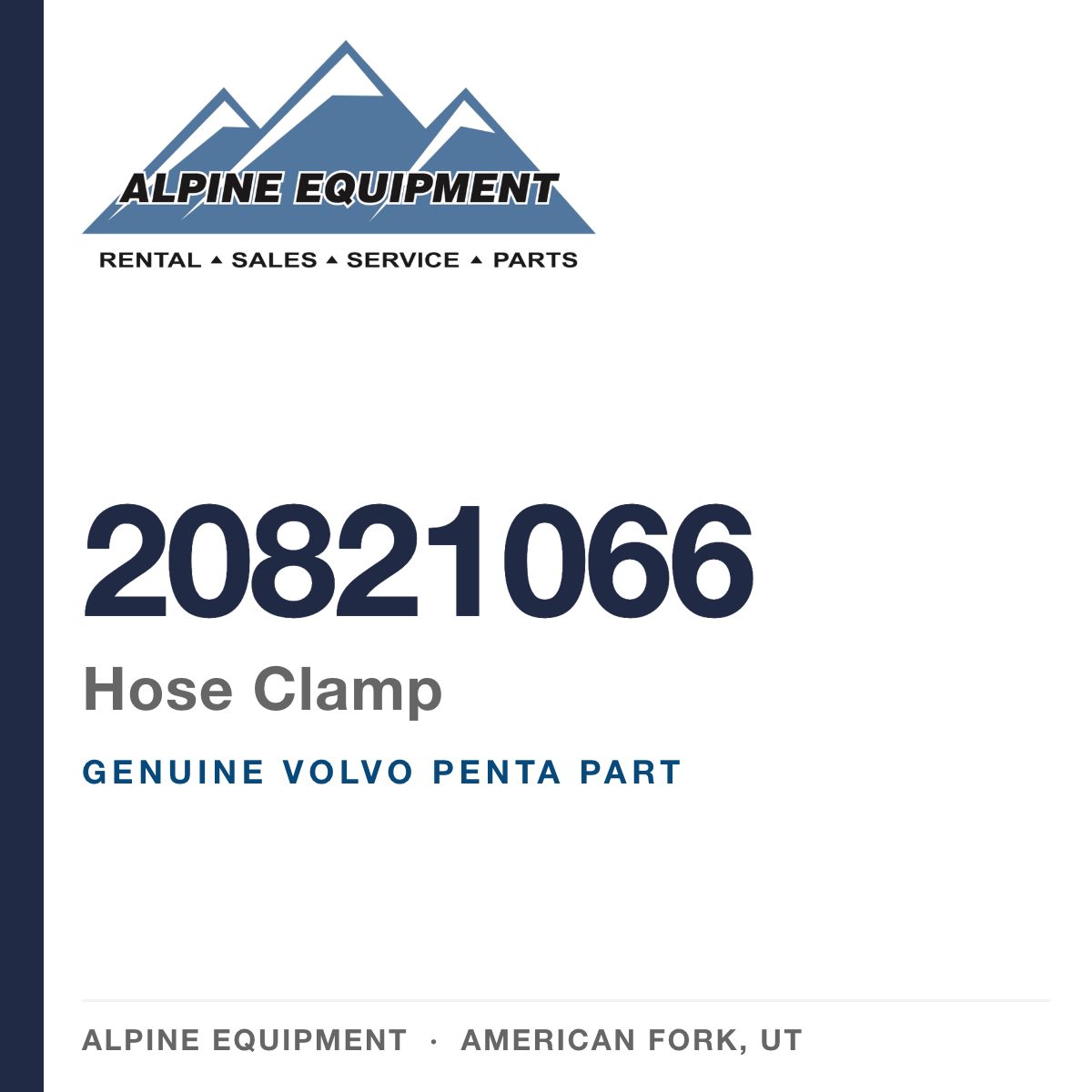 Volvo Penta 20821066 Hose Clamp — genuine part from Alpine Equipment, American Fork UT