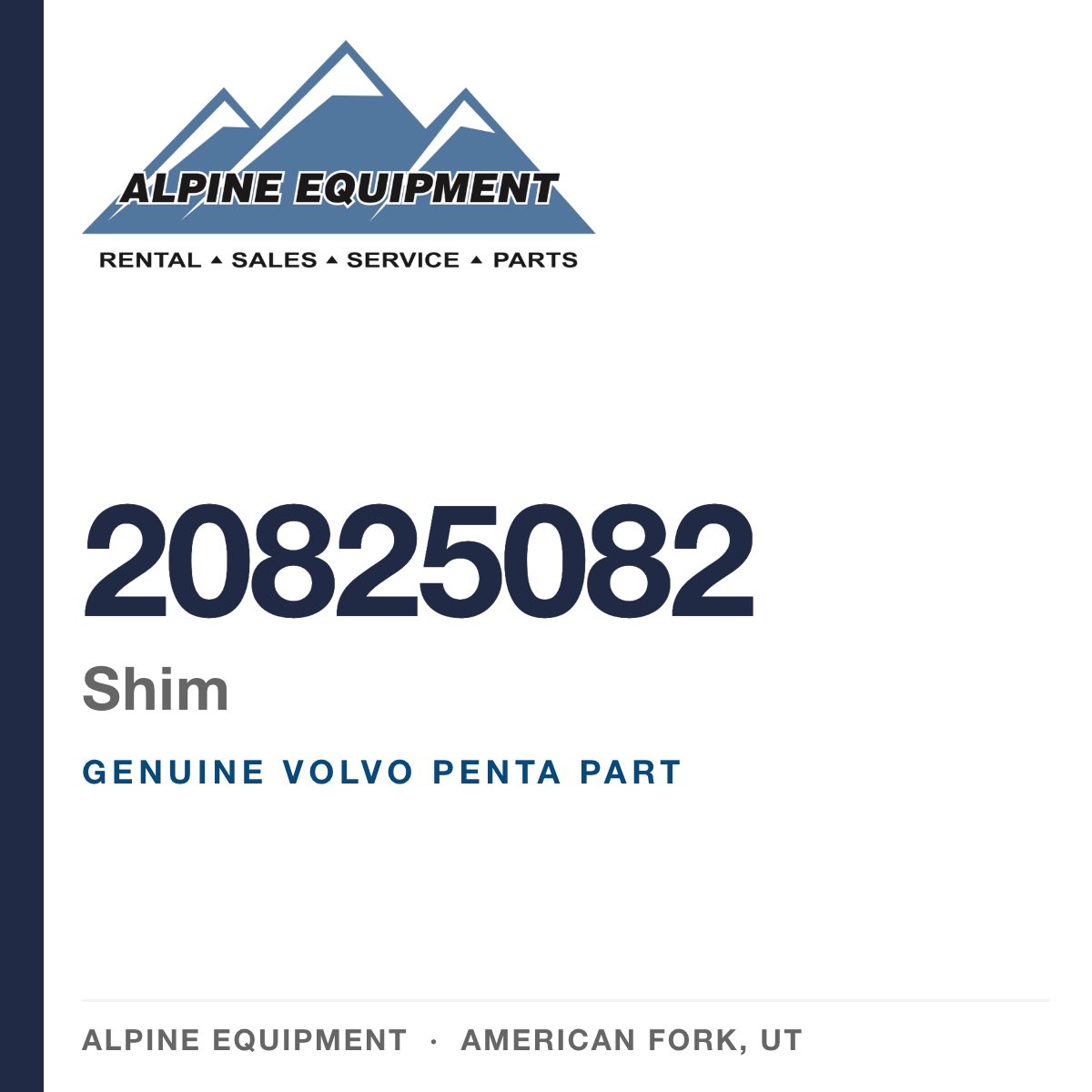 Volvo Penta 20825082 Shim — genuine part from Alpine Equipment, American Fork UT