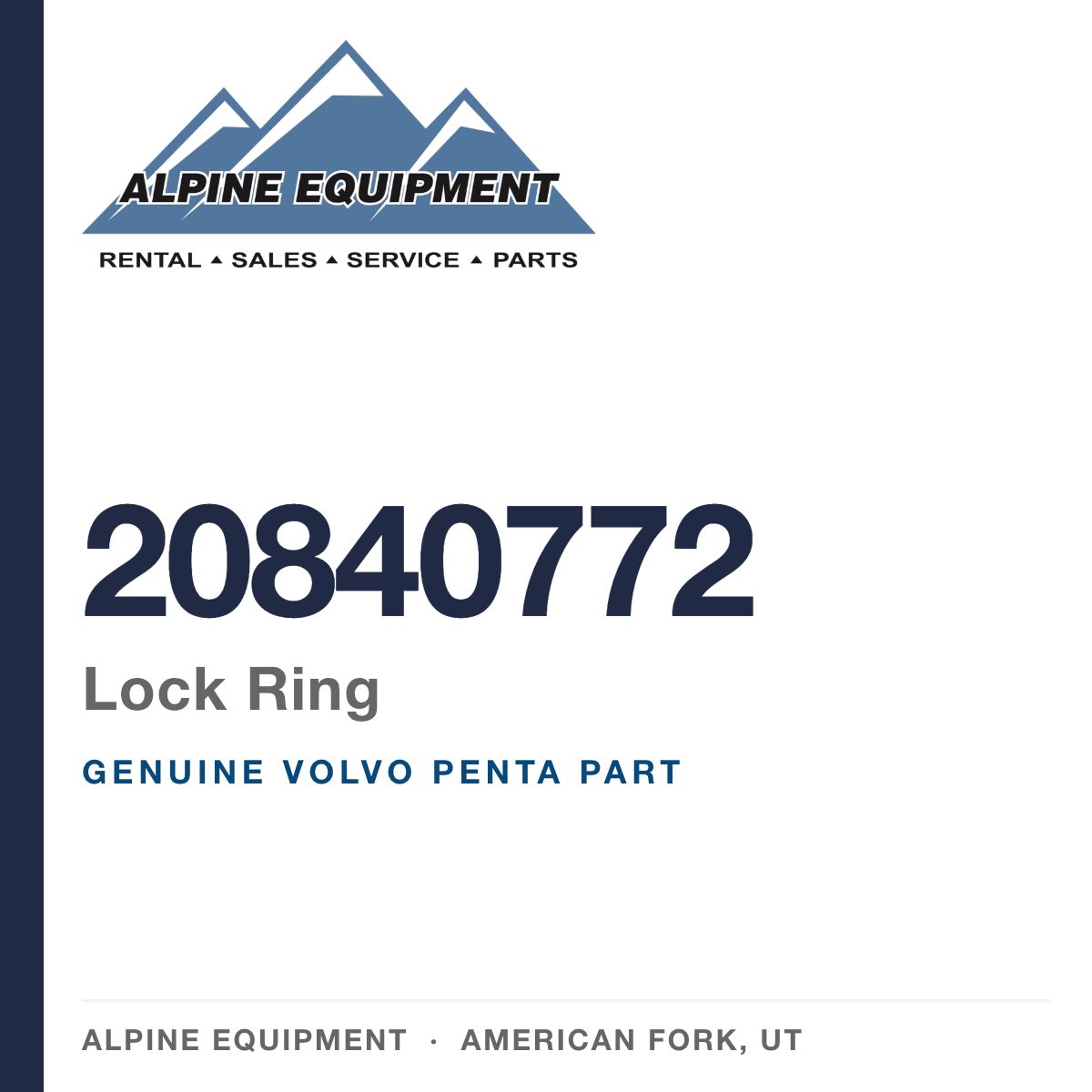 Volvo Penta 20840772 Lock Ring — genuine part from Alpine Equipment, American Fork UT