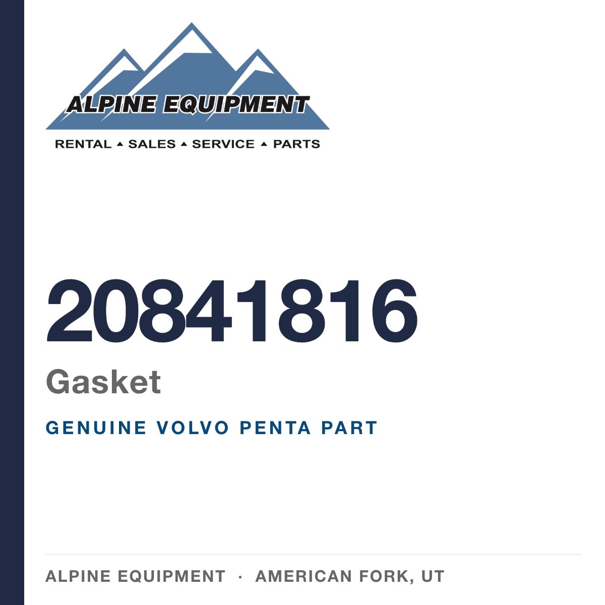 Volvo Penta 20841816 Gasket — genuine part from Alpine Equipment, American Fork UT