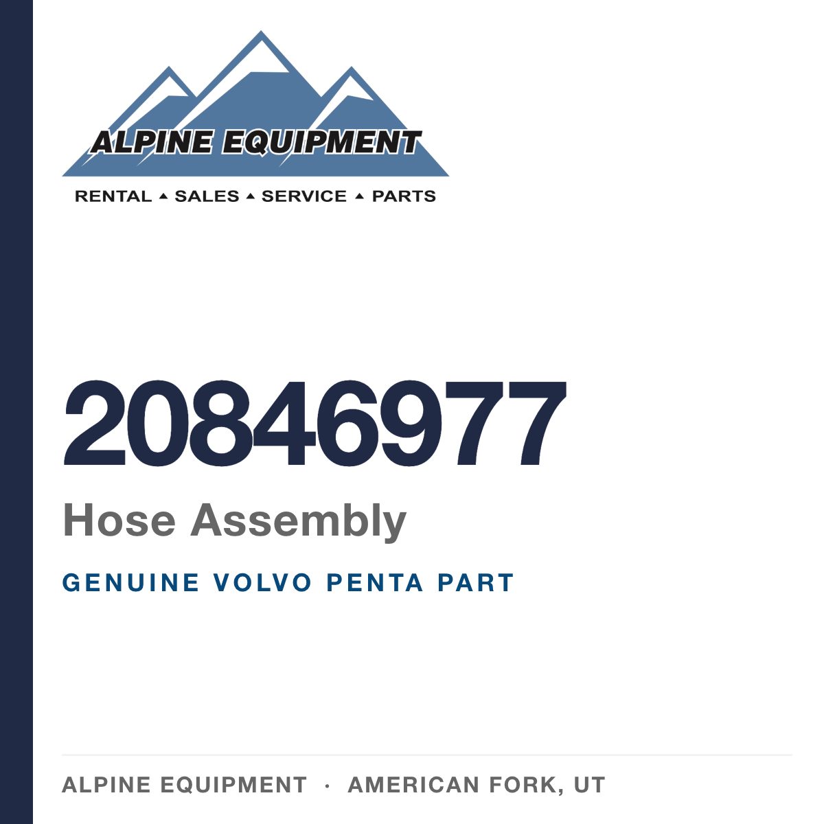 Volvo Penta 20846977 Hose Assembly — genuine part from Alpine Equipment, American Fork UT