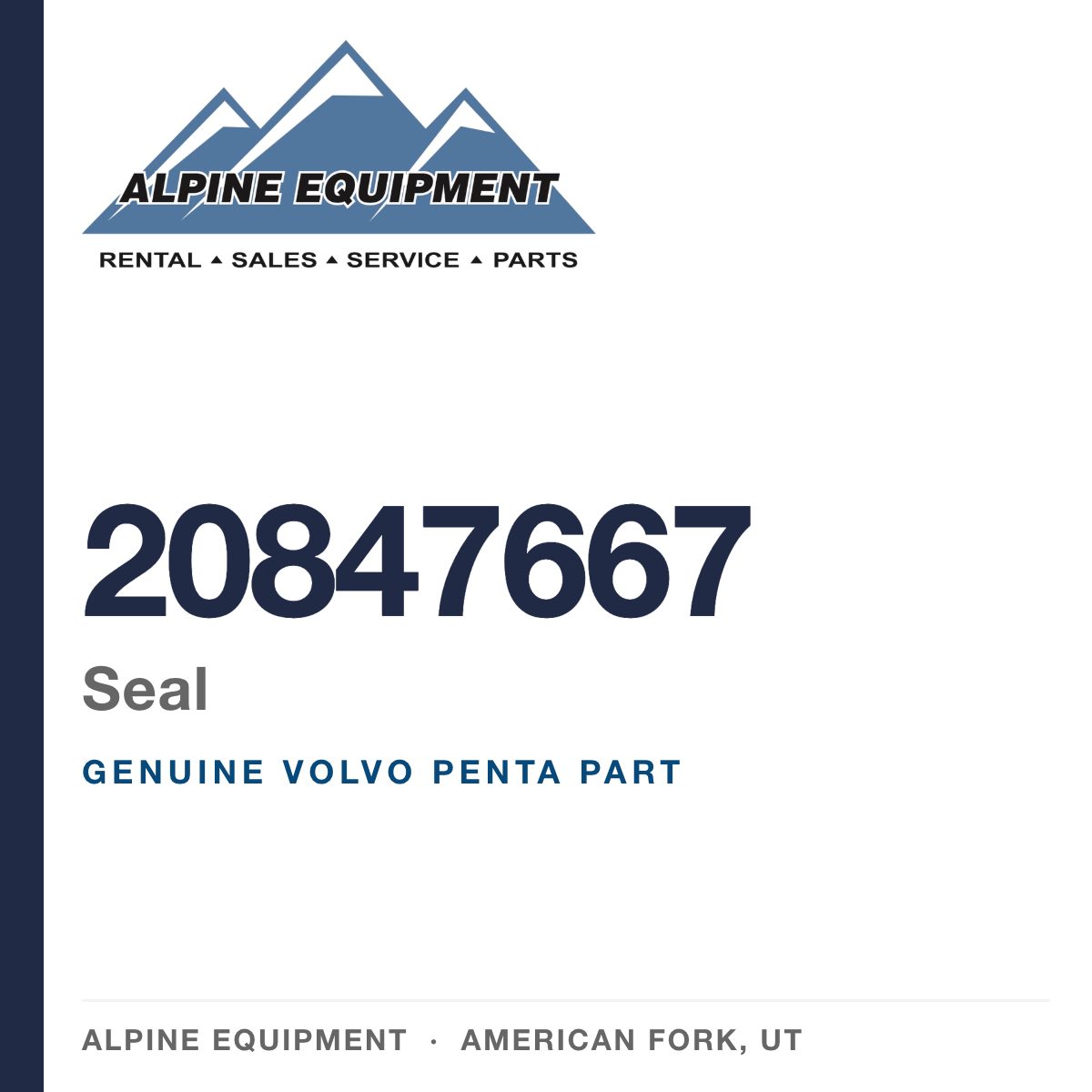 Volvo Penta 20847667 Seal — genuine part from Alpine Equipment, American Fork UT