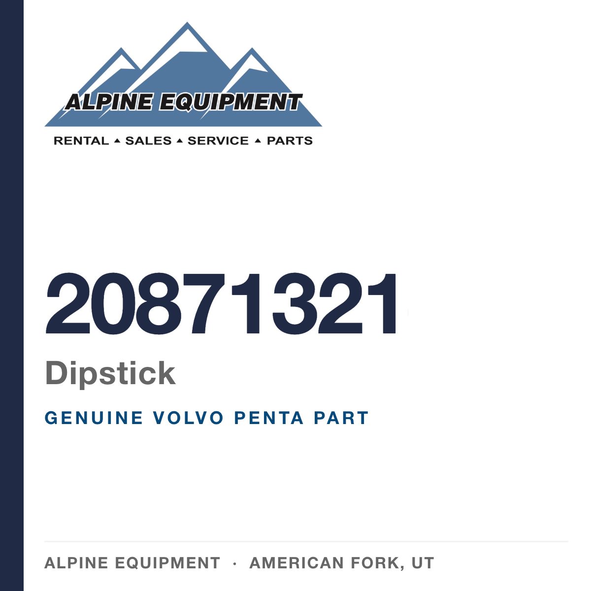 Volvo Penta 20871321 Dipstick — genuine part from Alpine Equipment, American Fork UT