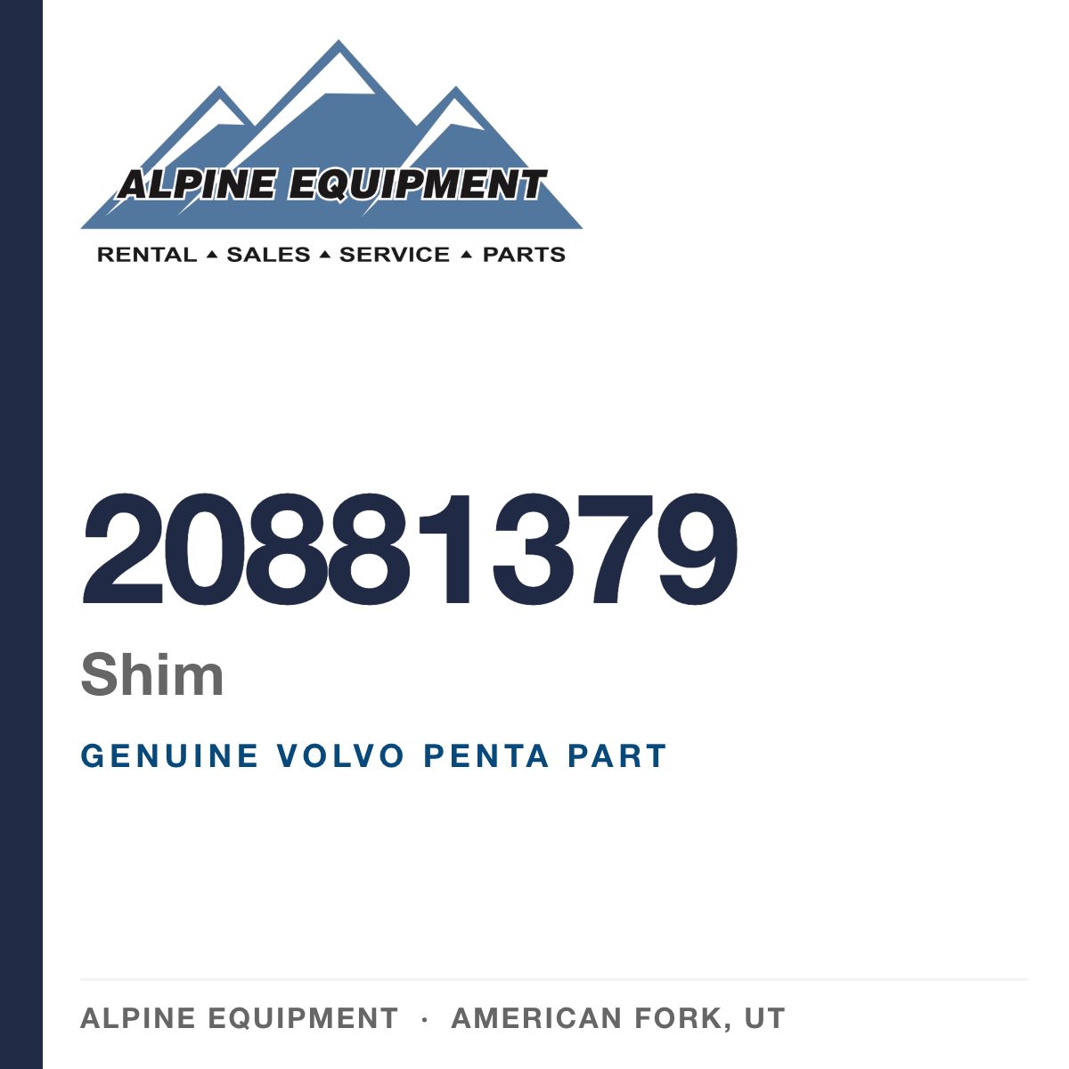 Volvo Penta 20881379 Shim — genuine part from Alpine Equipment, American Fork UT