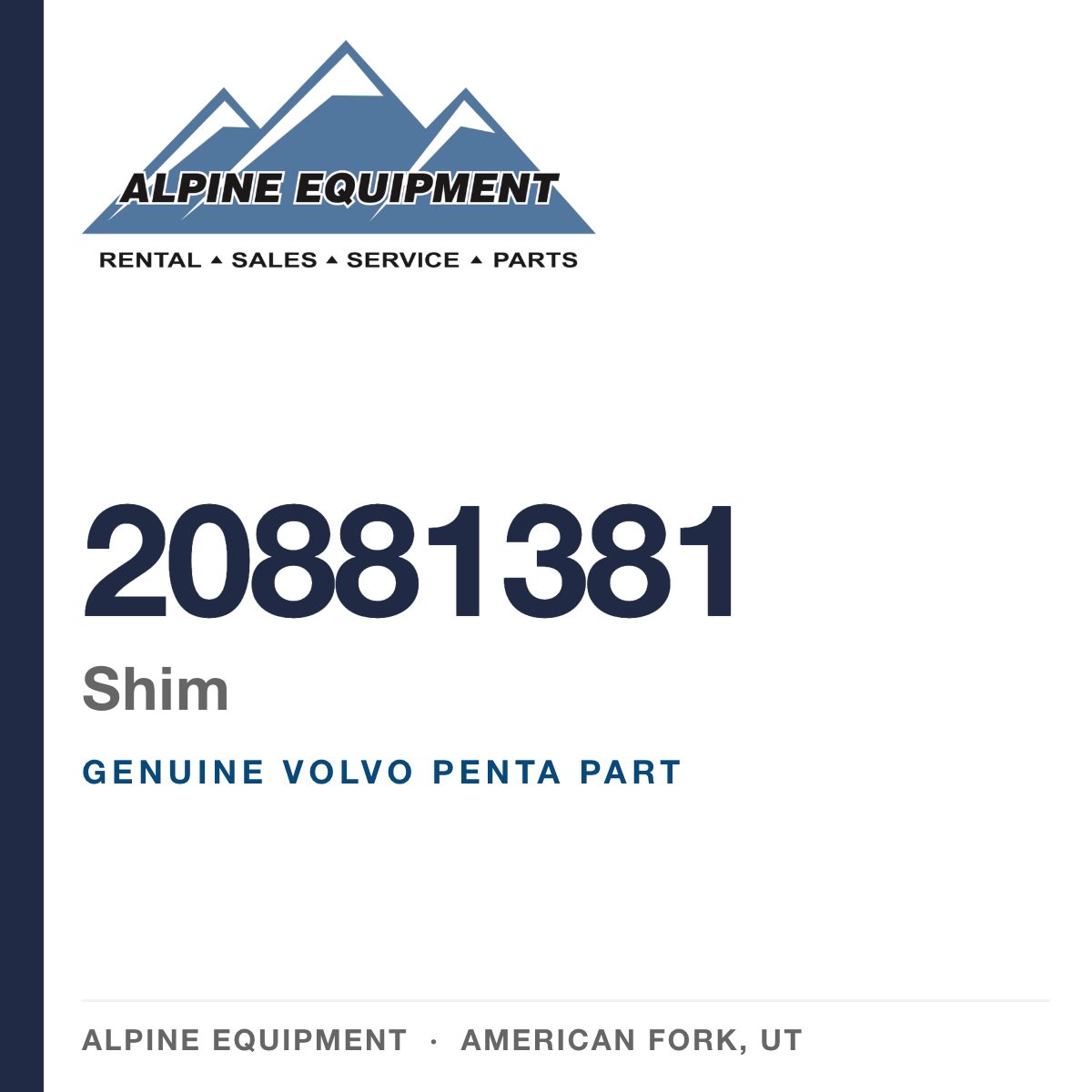Volvo Penta 20881381 Shim — genuine part from Alpine Equipment, American Fork UT
