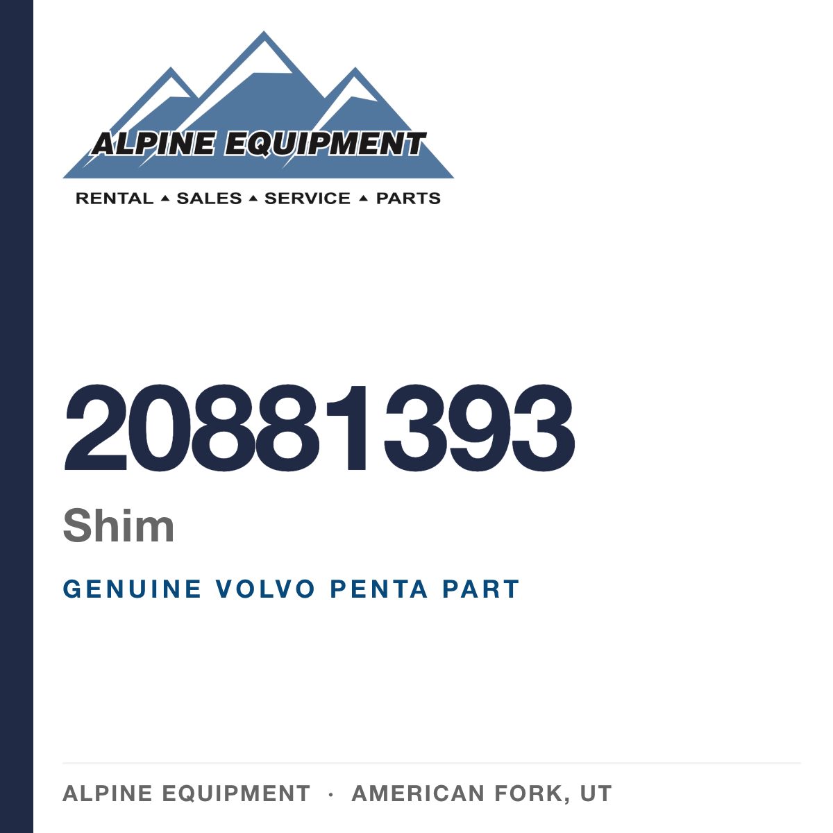 Volvo Penta 20881393 Shim — genuine part from Alpine Equipment, American Fork UT