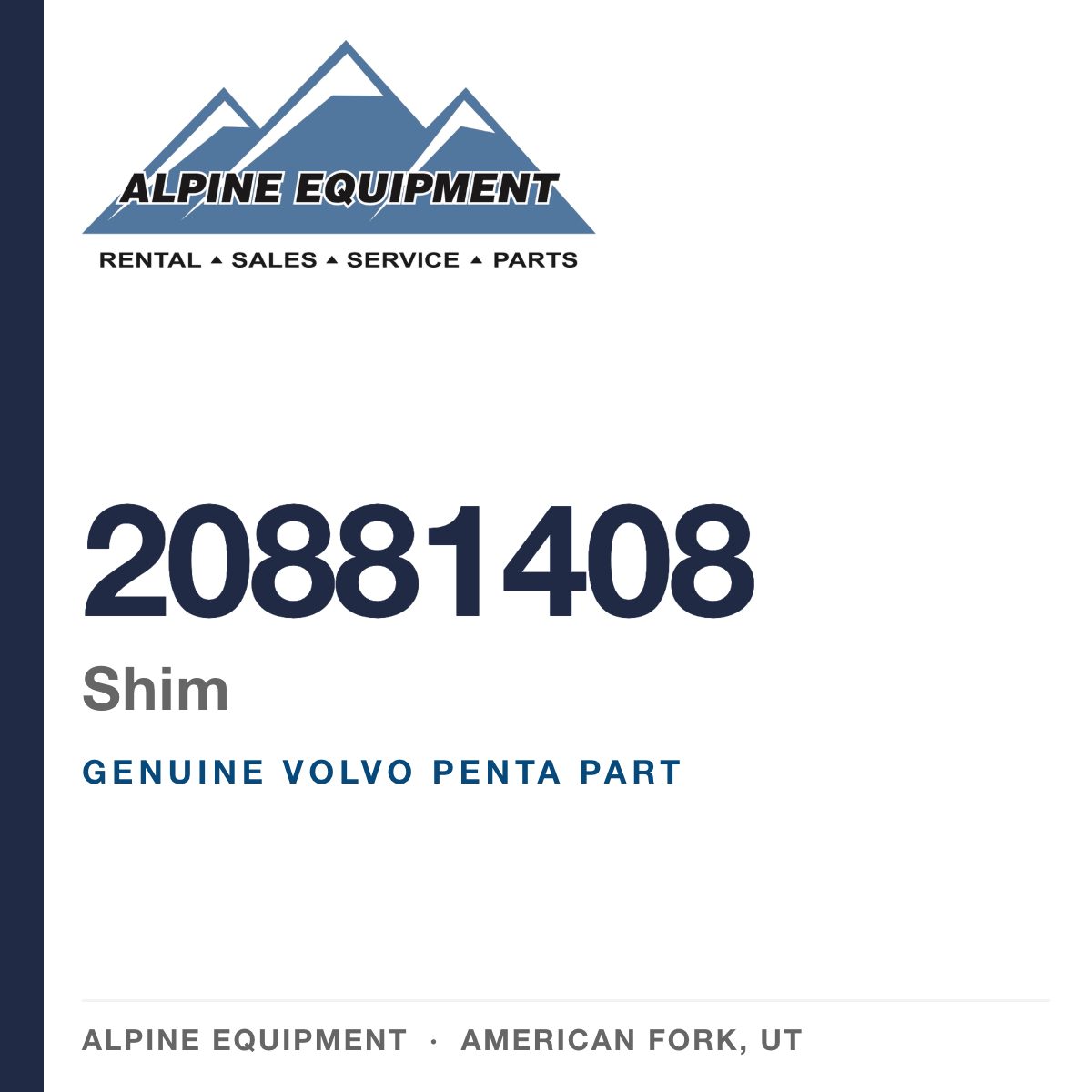 Volvo Penta 20881408 Shim — genuine part from Alpine Equipment, American Fork UT