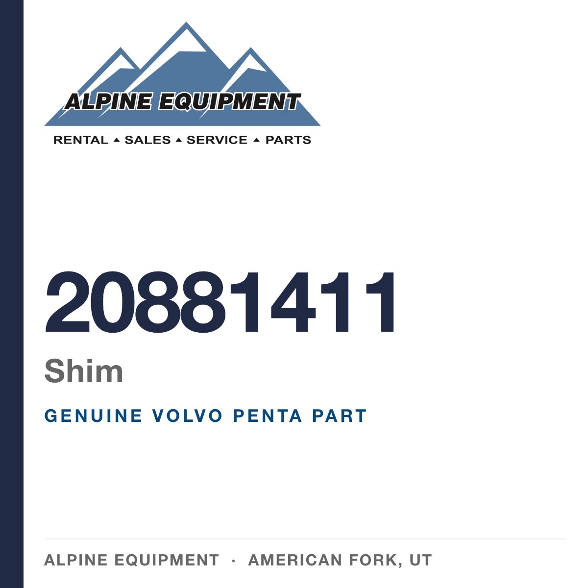 Volvo Penta 20881411 Shim — genuine part from Alpine Equipment, American Fork UT