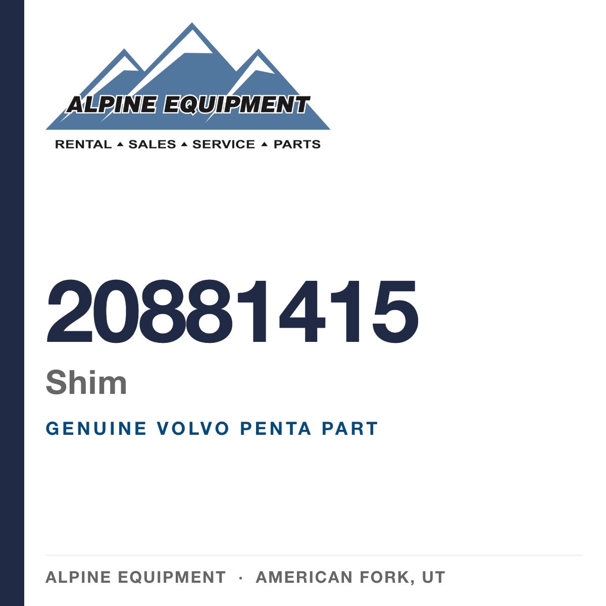 Volvo Penta 20881415 Shim — genuine part from Alpine Equipment, American Fork UT