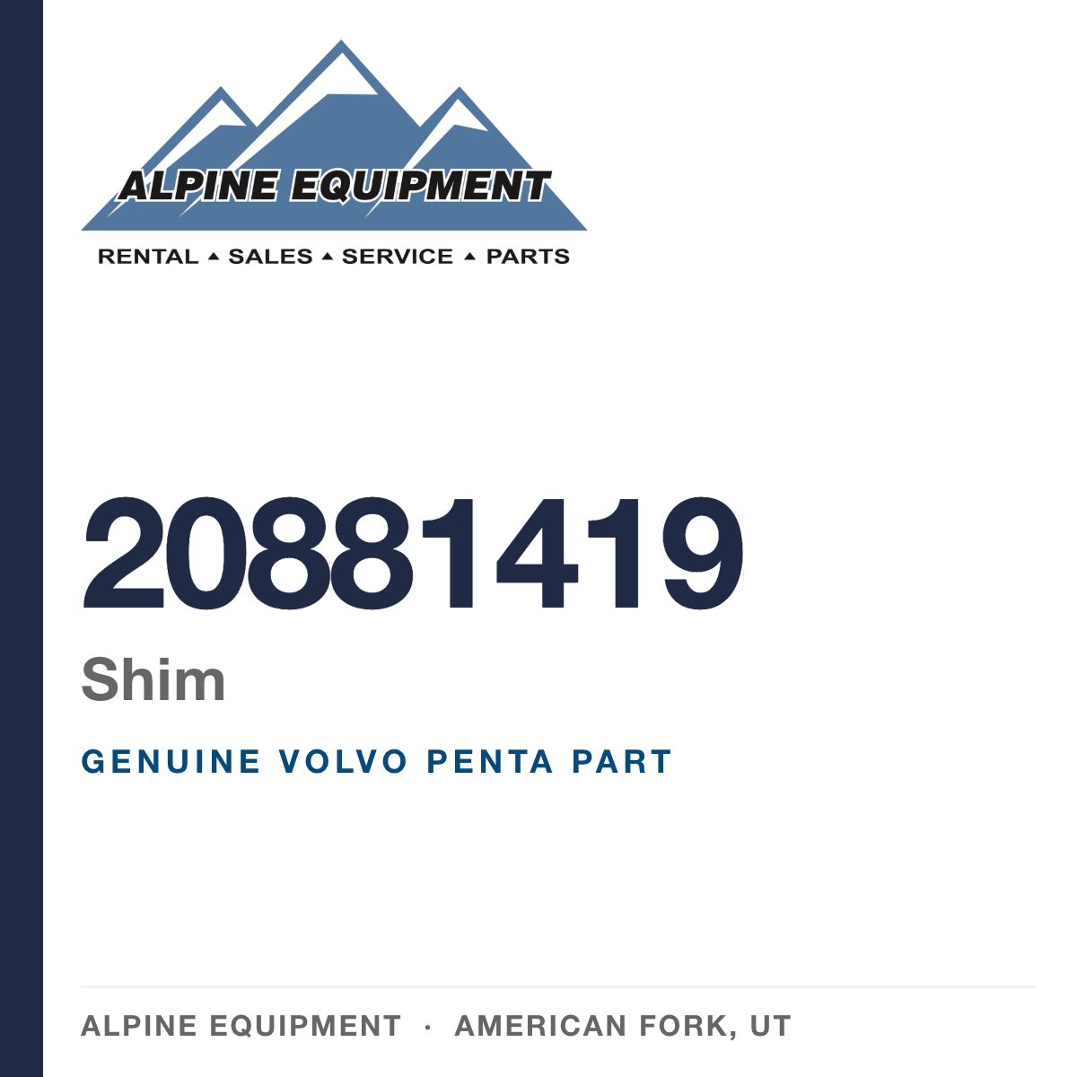 Volvo Penta 20881419 Shim — genuine part from Alpine Equipment, American Fork UT
