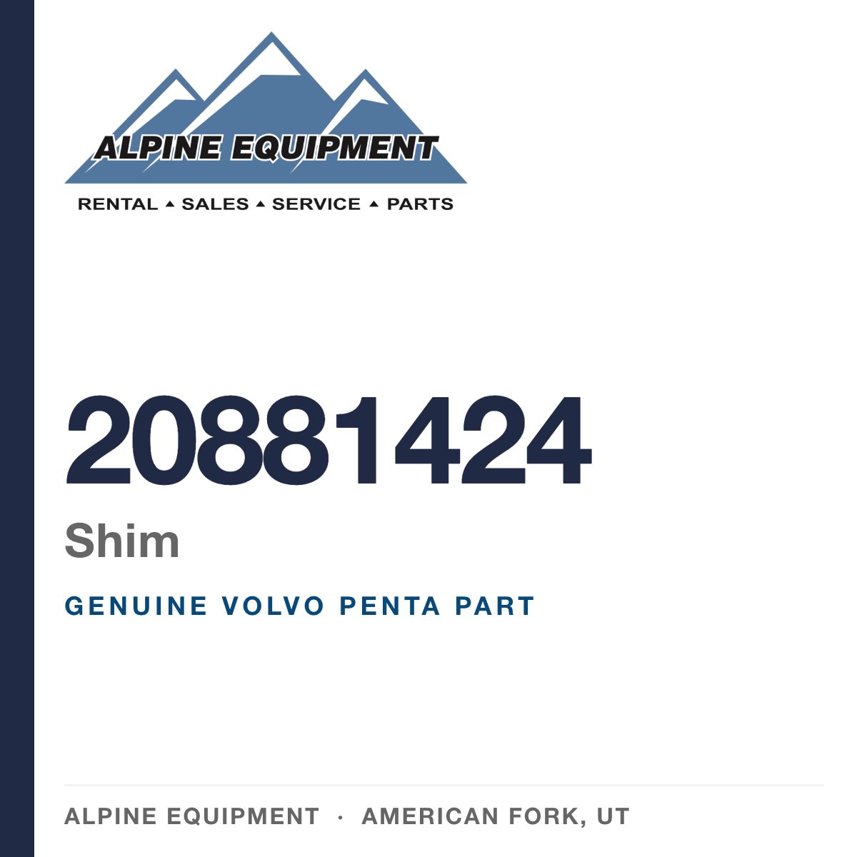 Volvo Penta 20881424 Shim — genuine part from Alpine Equipment, American Fork UT