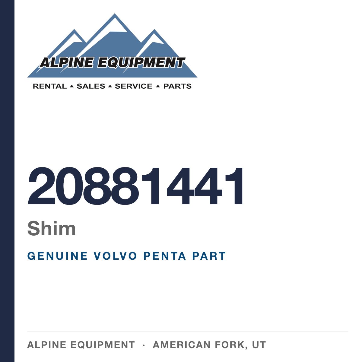 Volvo Penta 20881441 Shim — genuine part from Alpine Equipment, American Fork UT