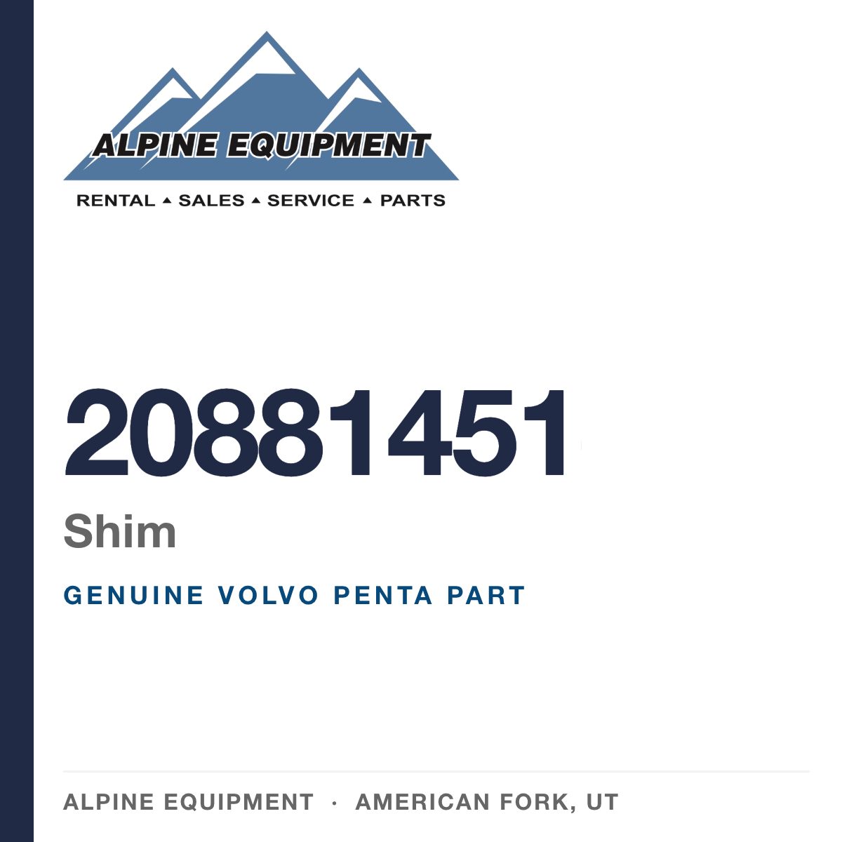 Volvo Penta 20881451 Shim — genuine part from Alpine Equipment, American Fork UT