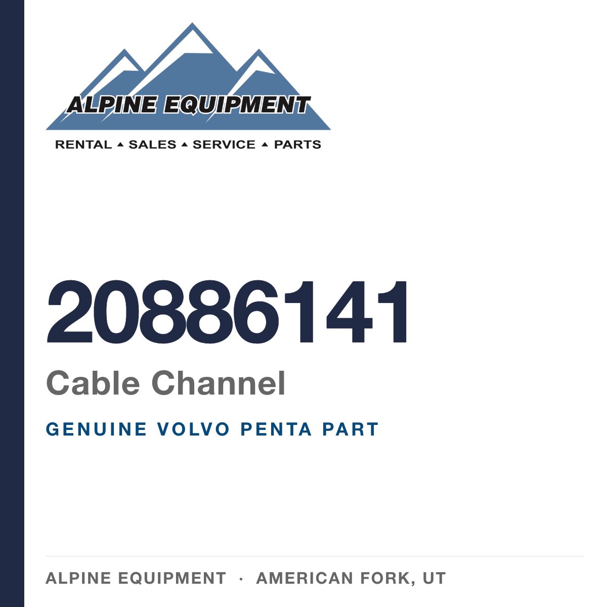 Volvo Penta 20886141 Cable Channel — genuine part from Alpine Equipment, American Fork UT