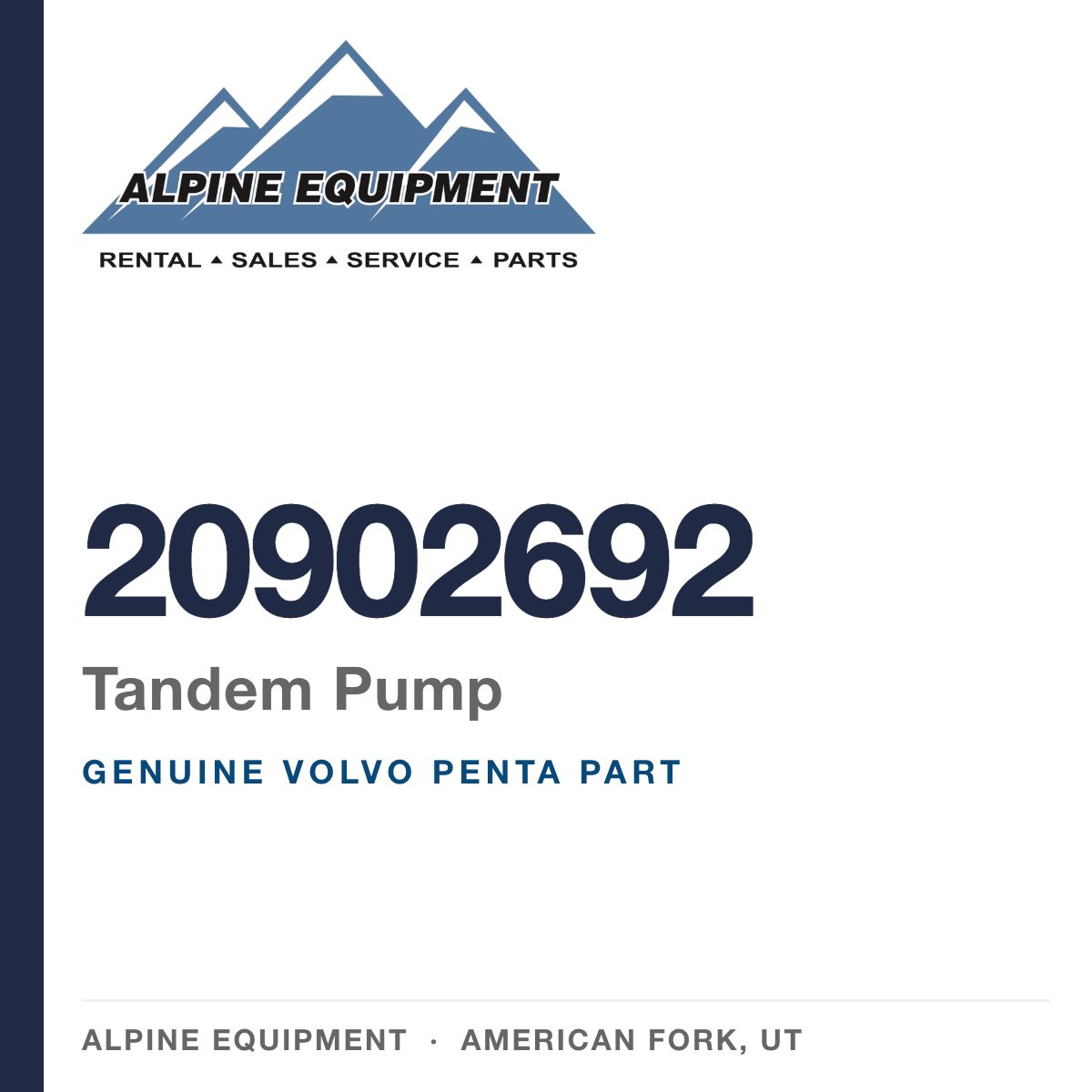 Volvo Penta 20902692 Tandem Pump — genuine part from Alpine Equipment, American Fork UT