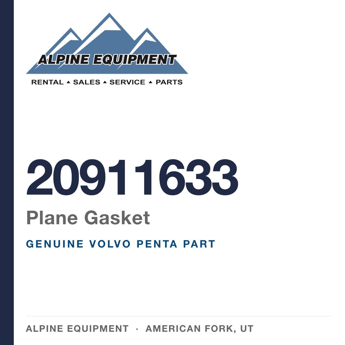 Volvo Penta 20911633 Plane Gasket — genuine part from Alpine Equipment, American Fork UT