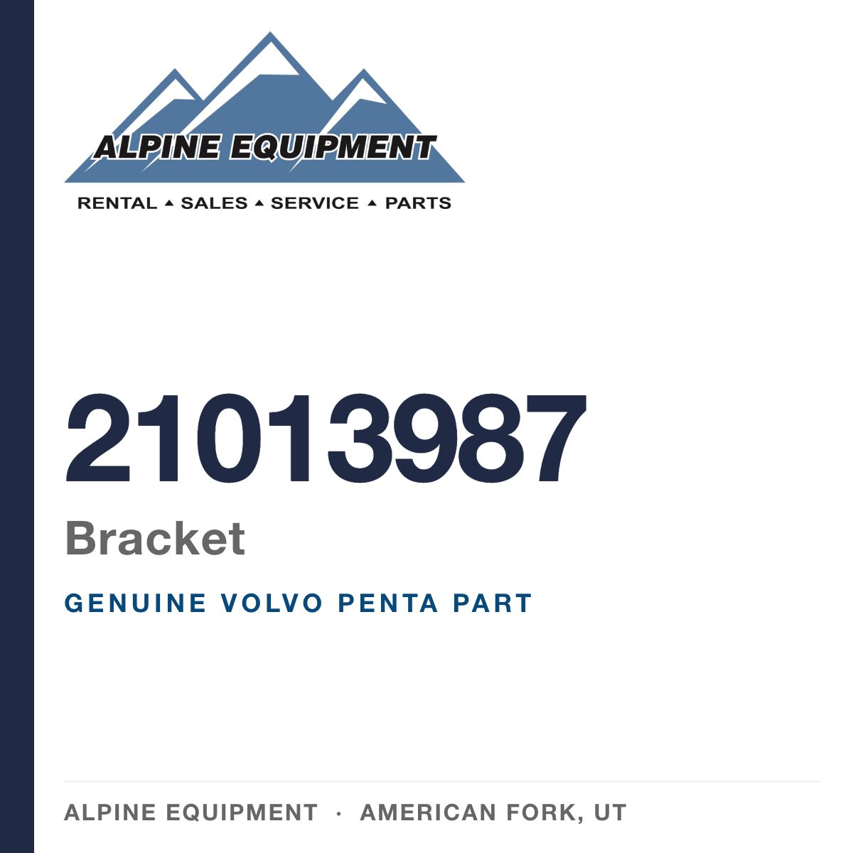 Volvo Penta 21013987 Bracket — genuine part from Alpine Equipment, American Fork UT