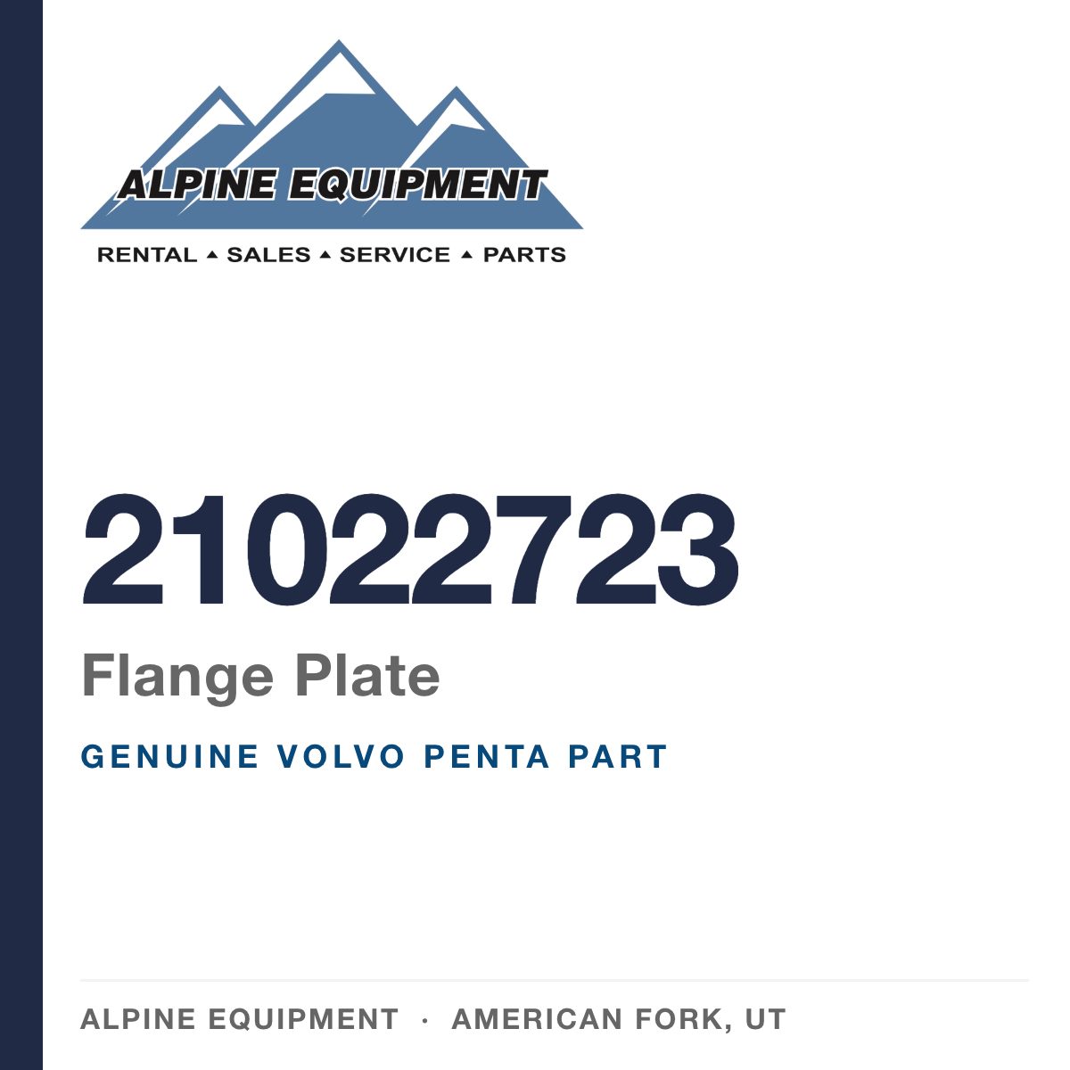 Volvo Penta 21022723 Flange Plate — genuine part from Alpine Equipment, American Fork UT