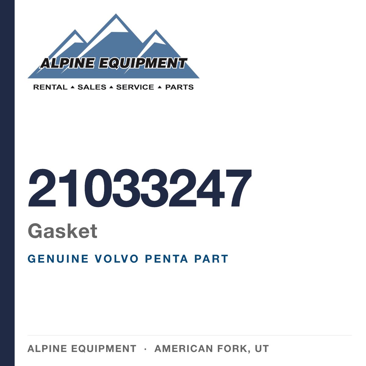 Volvo Penta 21033247 Gasket — genuine part from Alpine Equipment, American Fork UT