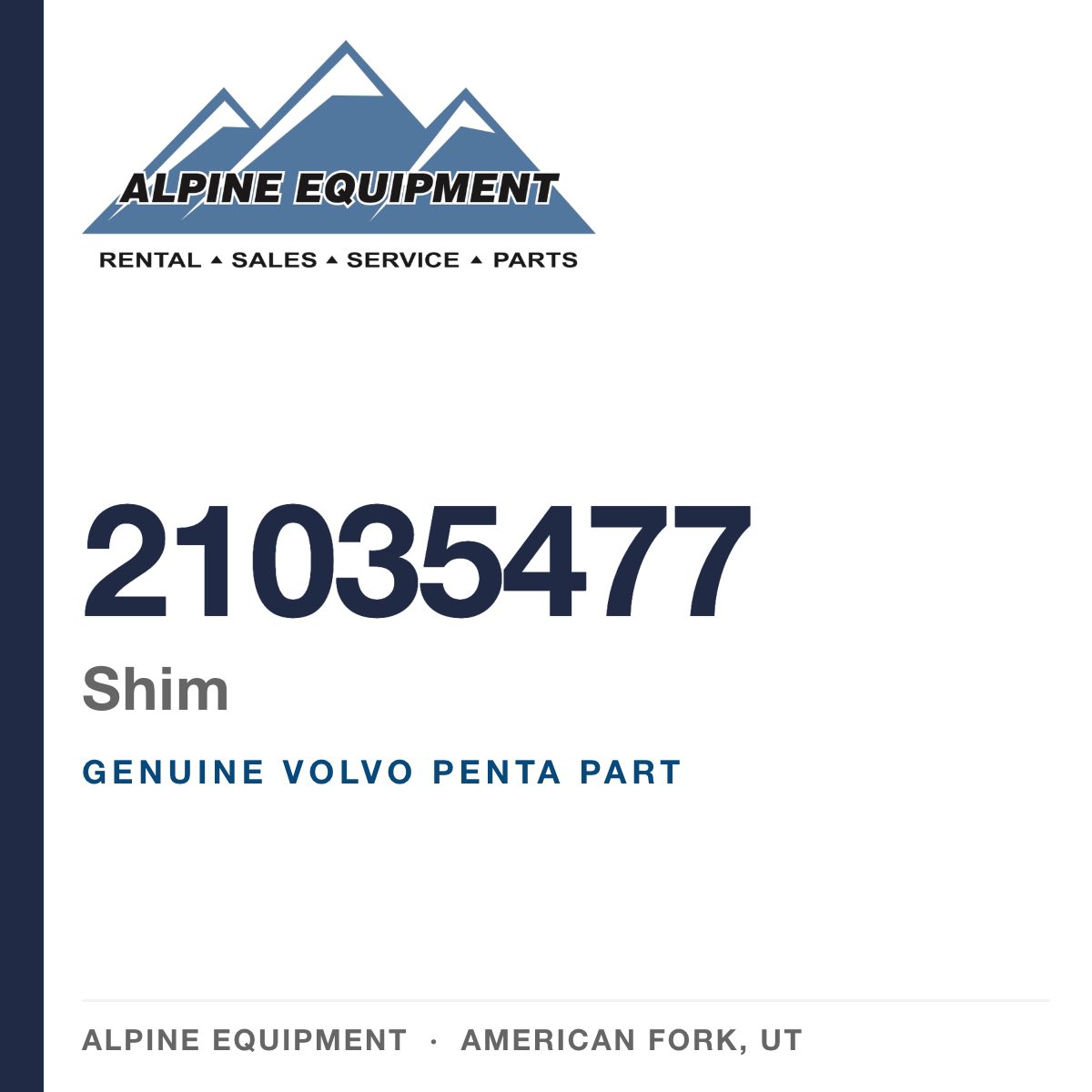 Volvo Penta 21035477 Shim — genuine part from Alpine Equipment, American Fork UT