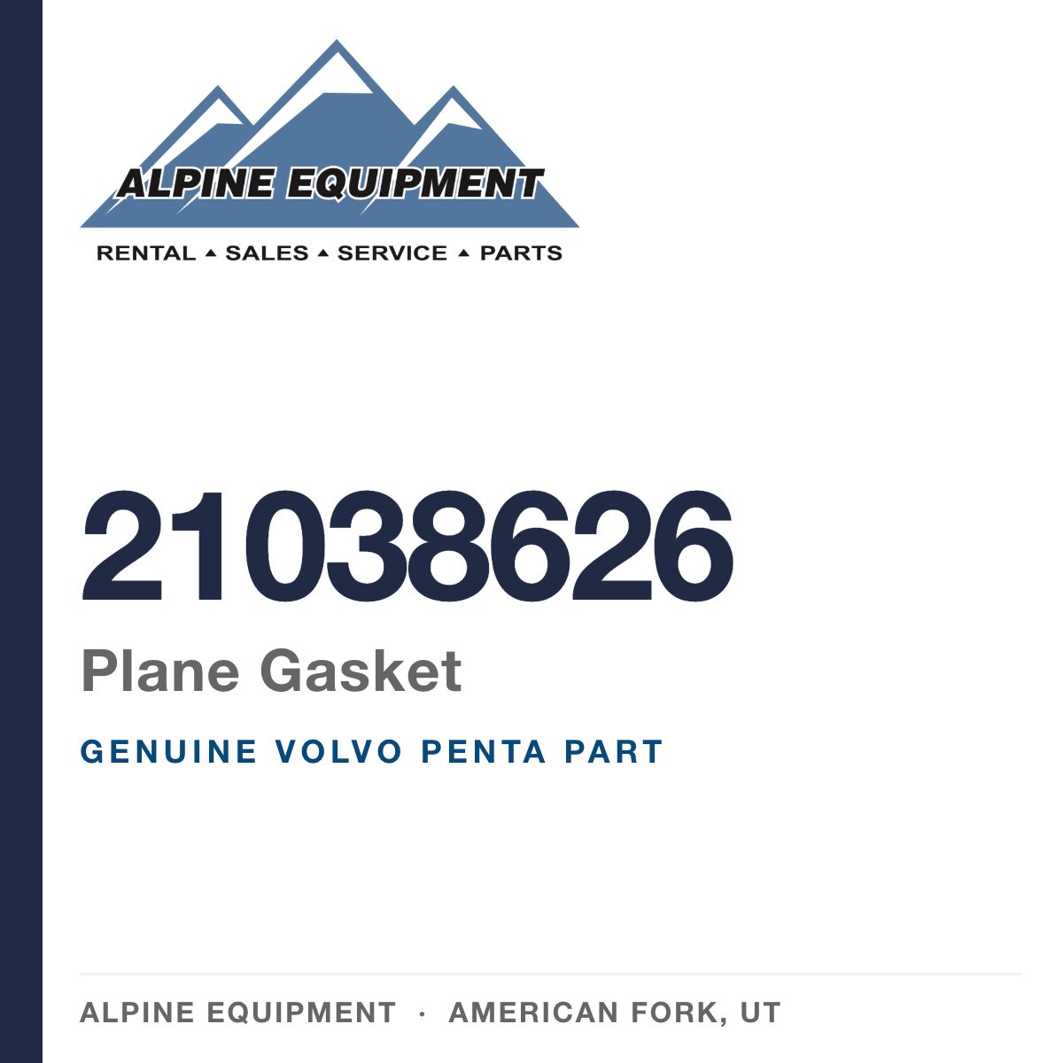 Volvo Penta 21038626 Plane Gasket — genuine part from Alpine Equipment, American Fork UT