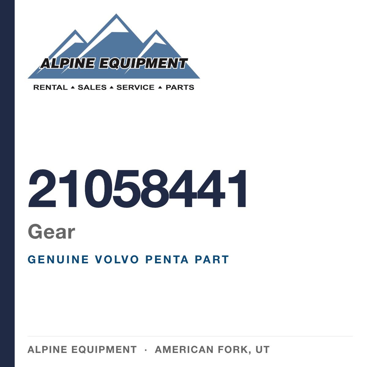 Volvo Penta 21058441 Gear — genuine part from Alpine Equipment, American Fork UT