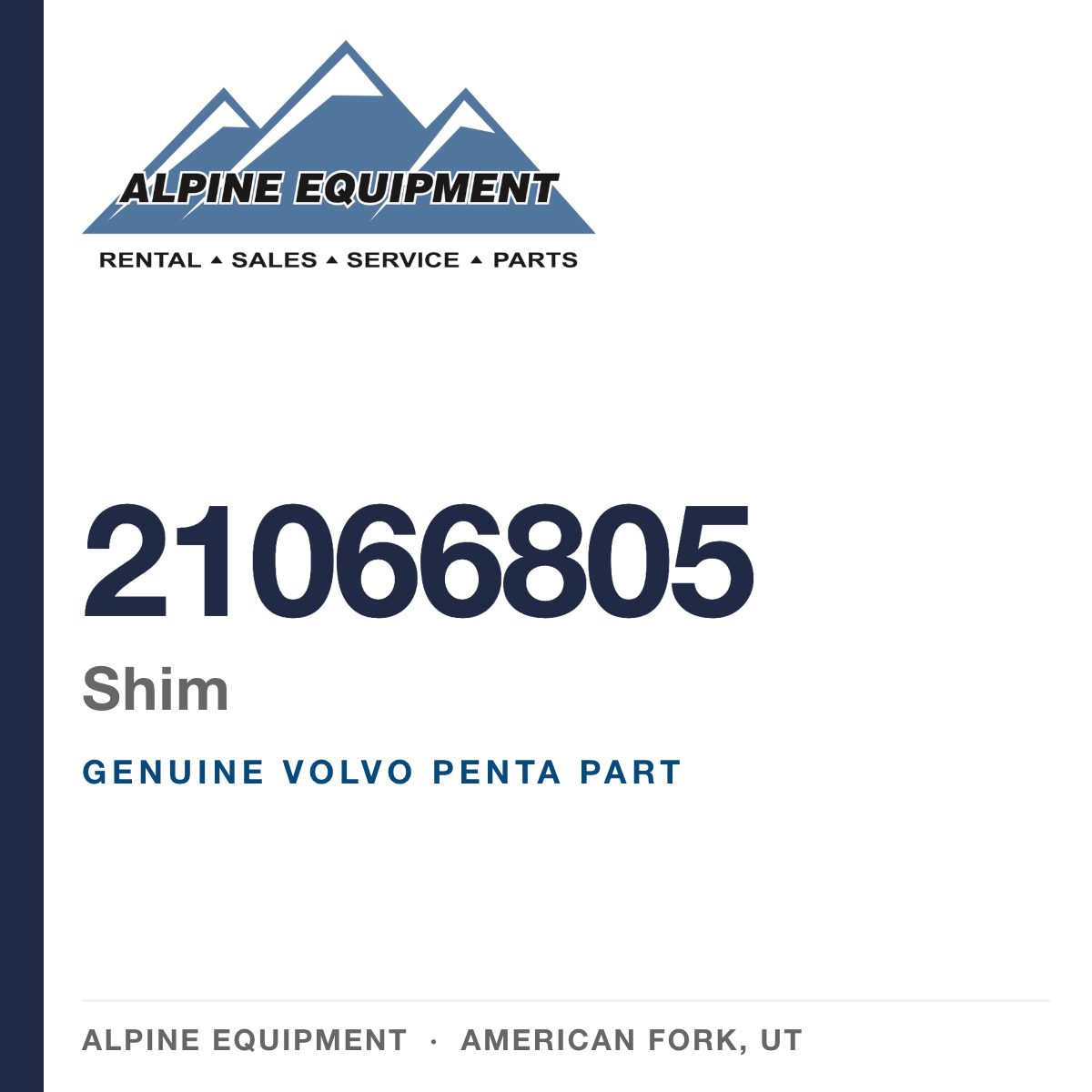 Volvo Penta 21066805 Shim — genuine part from Alpine Equipment, American Fork UT