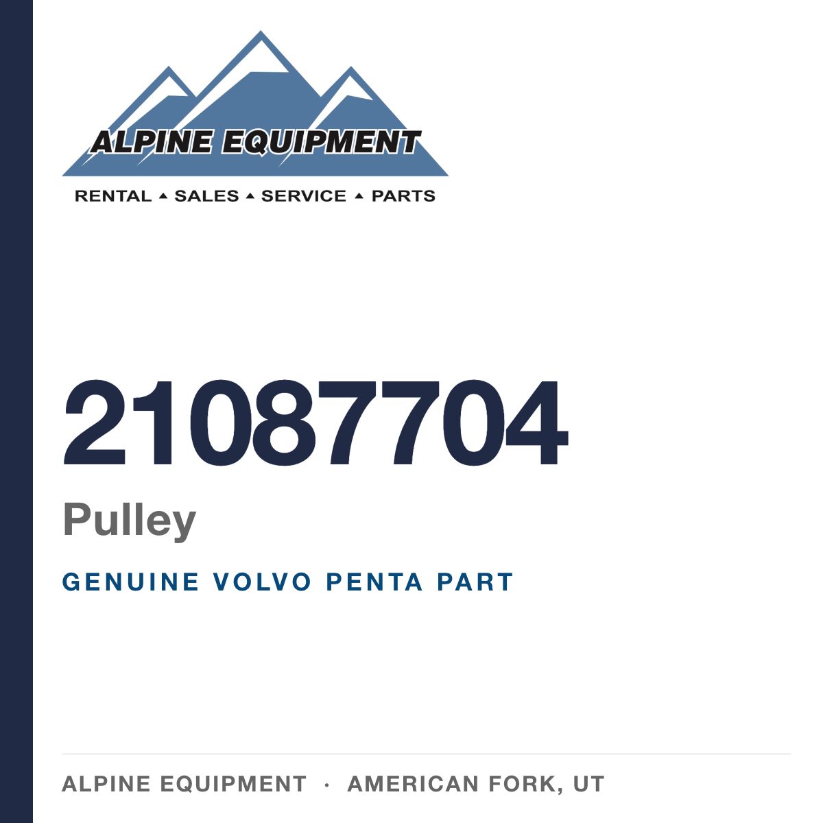 Volvo Penta 21087704 Pulley — genuine part from Alpine Equipment, American Fork UT