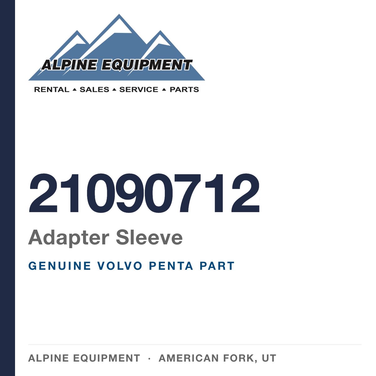 Volvo Penta 21090712 Adapter Sleeve — genuine part from Alpine Equipment, American Fork UT