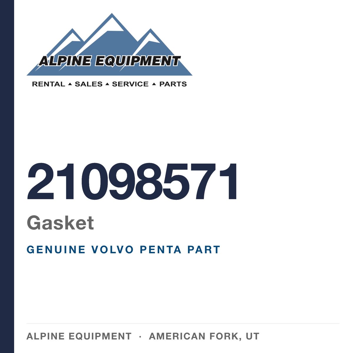Volvo Penta 21098571 Gasket — genuine part from Alpine Equipment, American Fork UT