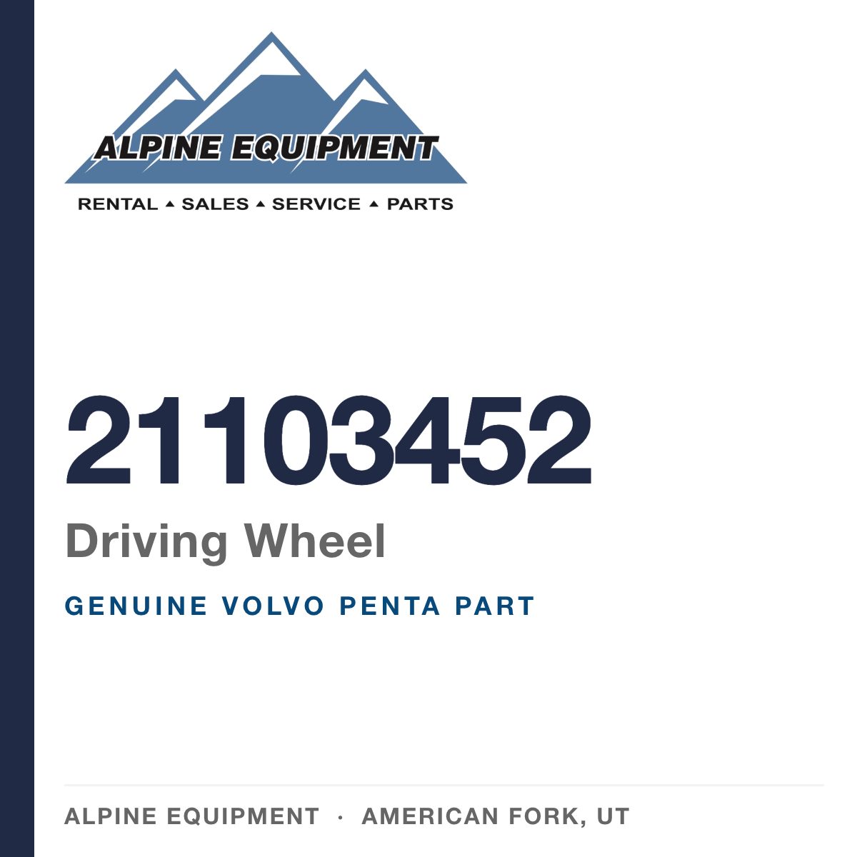 Volvo Penta 21103452 Driving Wheel — genuine part from Alpine Equipment, American Fork UT
