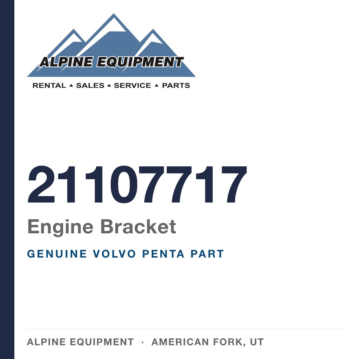 Volvo Penta 21107717 Engine Bracket — genuine part from Alpine Equipment, American Fork UT