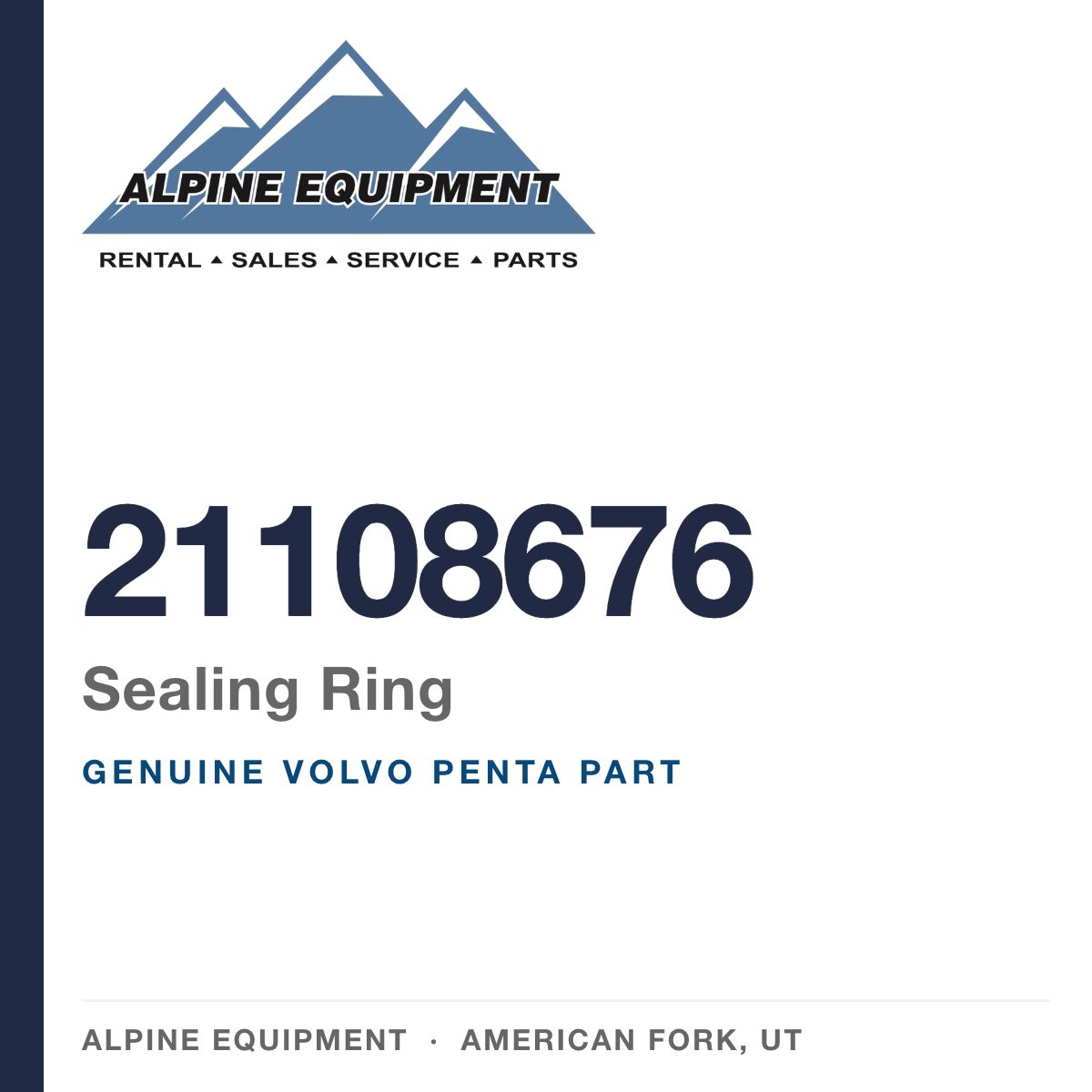 Volvo Penta 21108676 Sealing Ring — genuine part from Alpine Equipment, American Fork UT