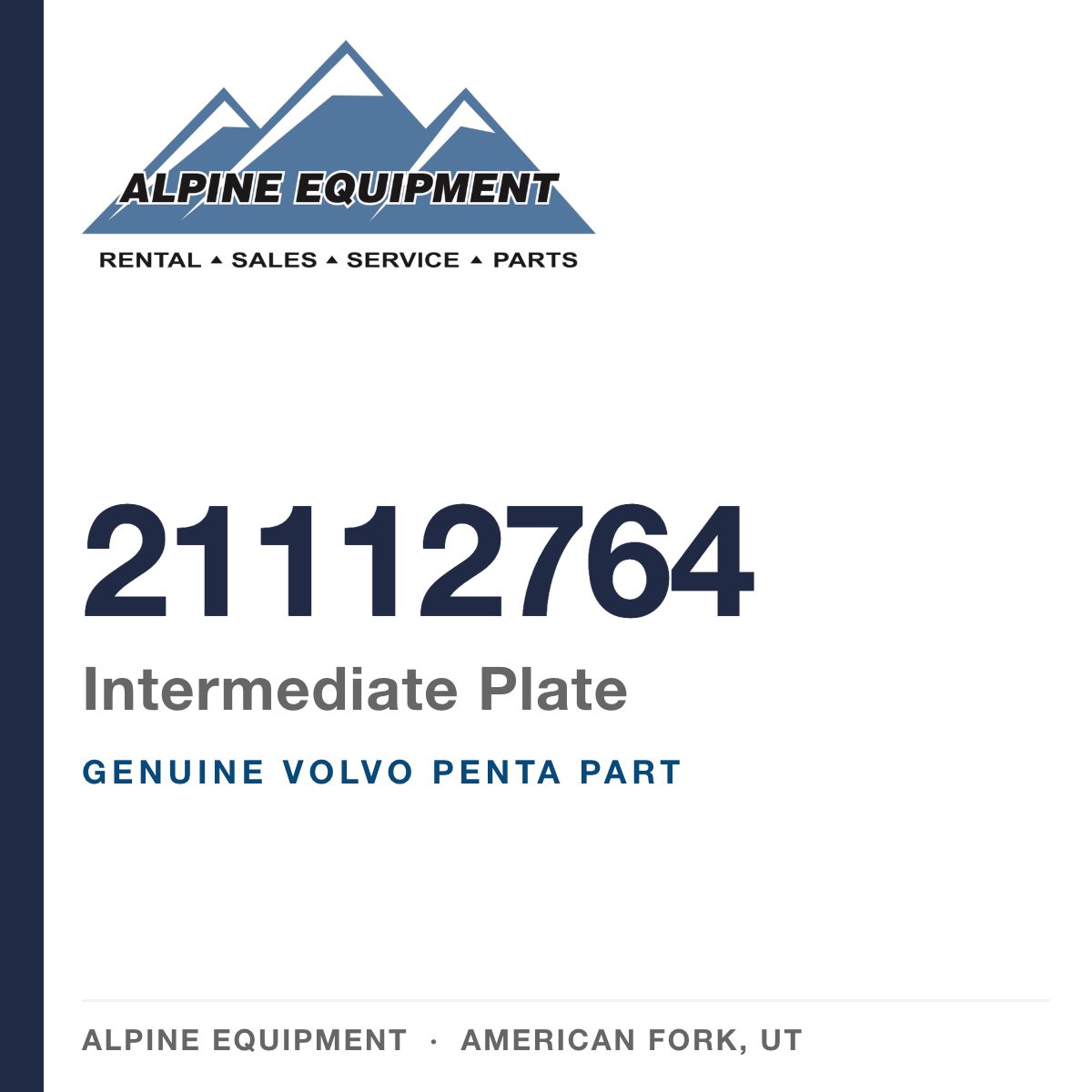 Volvo Penta 21112764 Intermediate Plate — genuine part from Alpine Equipment, American Fork UT