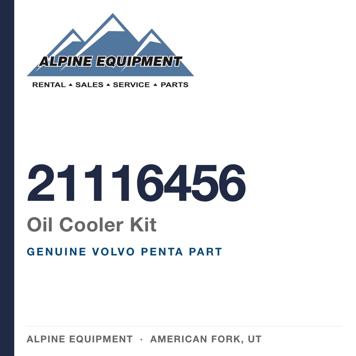 Volvo Penta 21116456 Oil Cooler Kit — genuine part from Alpine Equipment, American Fork UT