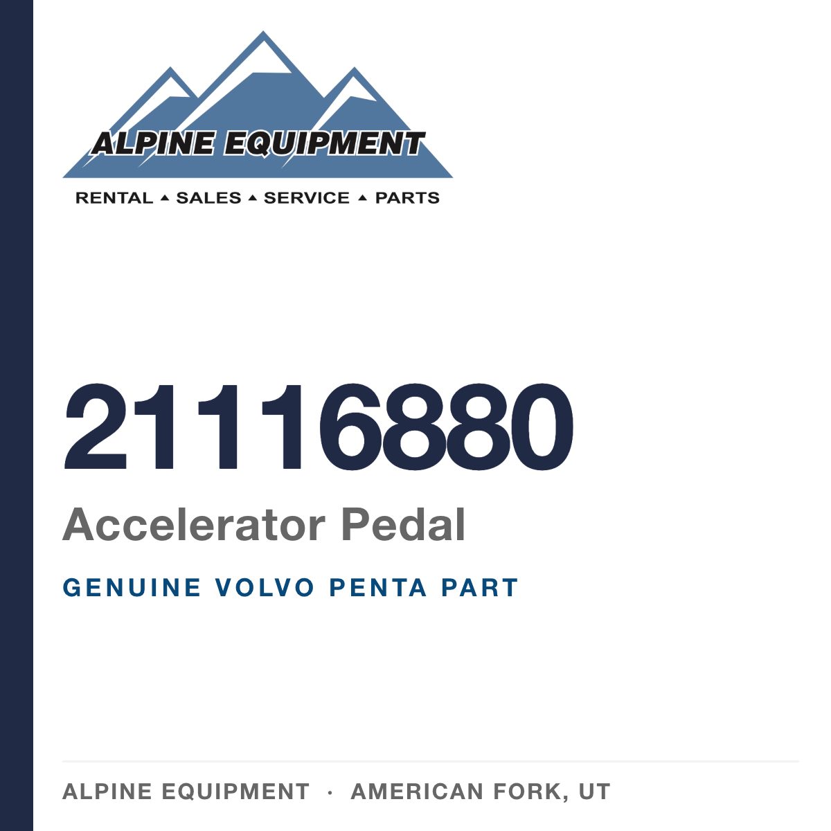 Volvo Penta 21116880 Accelerator Pedal — genuine part from Alpine Equipment, American Fork UT