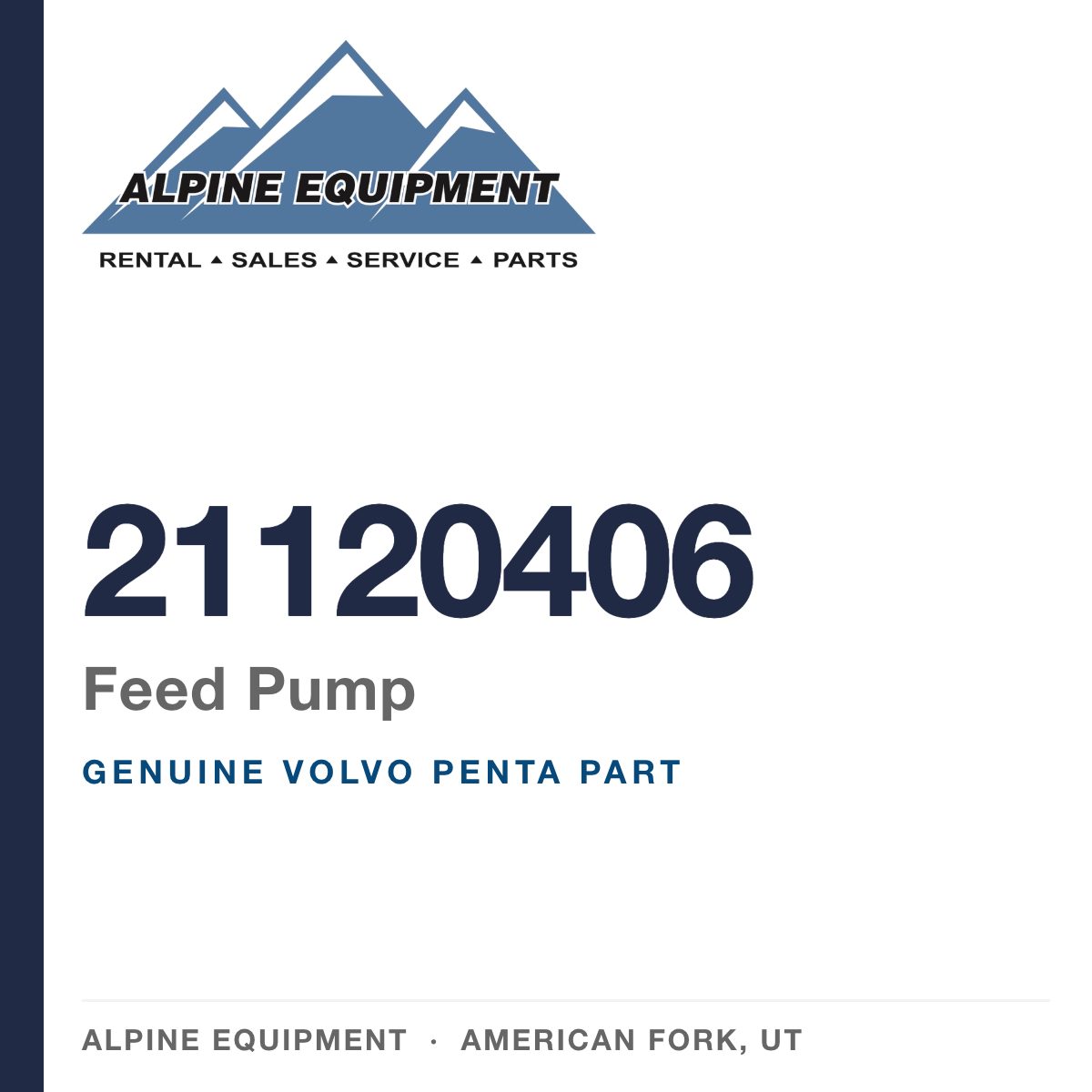 Volvo Penta 21120406 Feed Pump — genuine part from Alpine Equipment, American Fork UT