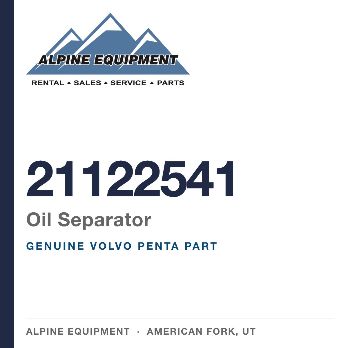Volvo Penta 21122541 Oil Separator — genuine part from Alpine Equipment, American Fork UT