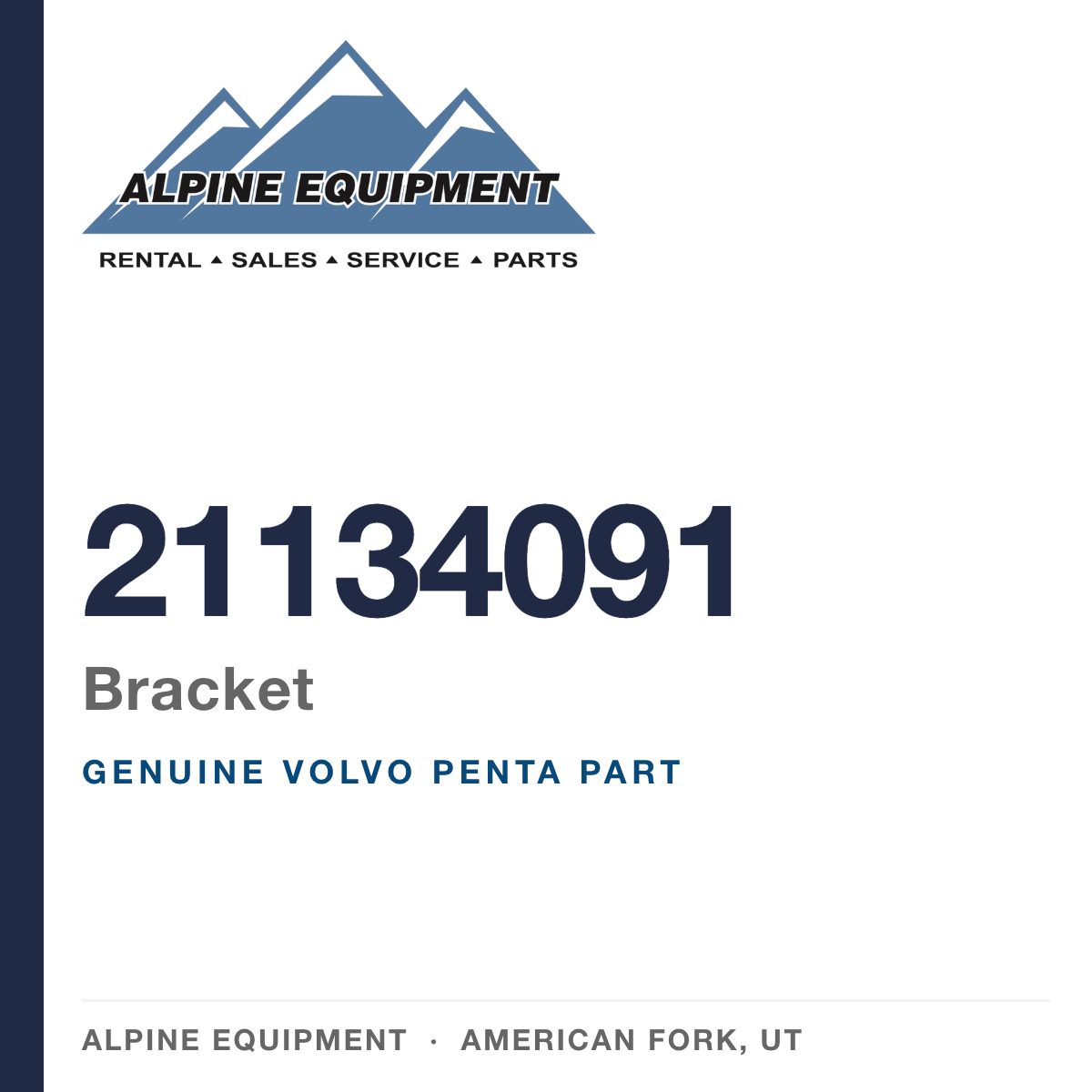Volvo Penta 21134091 Bracket — genuine part from Alpine Equipment, American Fork UT