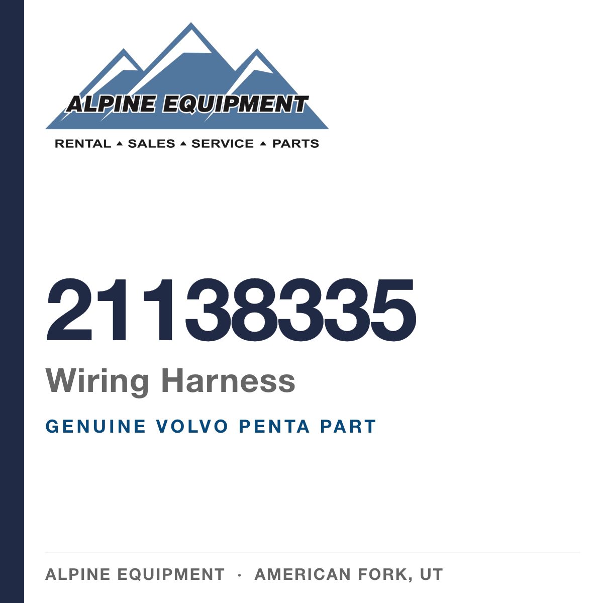 Volvo Penta 21138335 Wiring Harness — genuine part from Alpine Equipment, American Fork UT