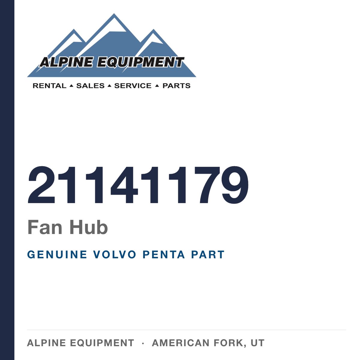 Volvo Penta 21141179 Fan Hub — genuine part from Alpine Equipment, American Fork UT