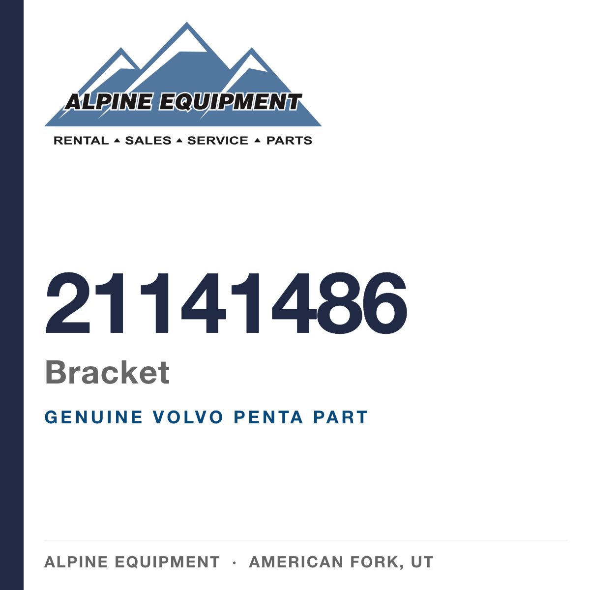 Volvo Penta 21141486 Bracket — genuine part from Alpine Equipment, American Fork UT